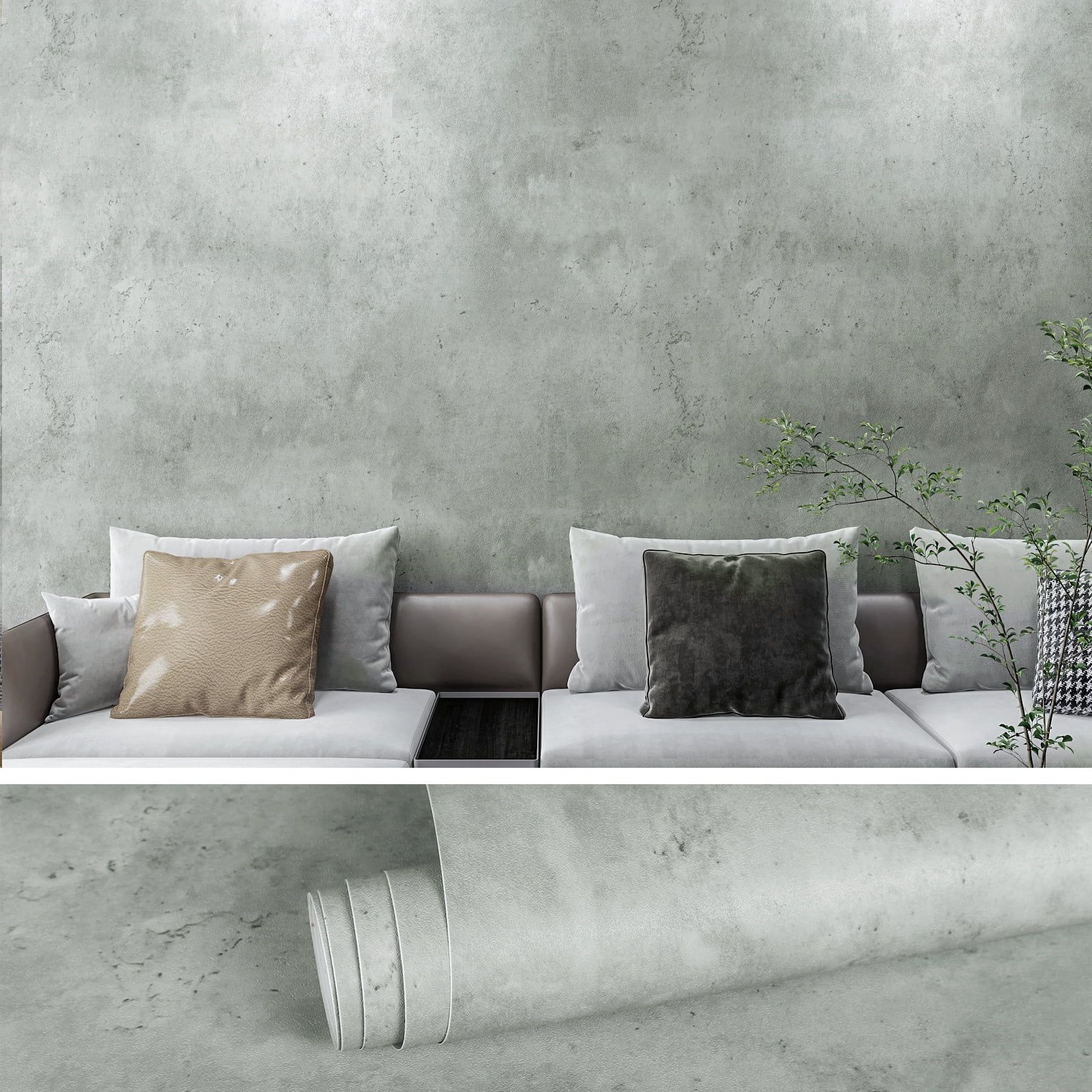 1600x1600 VEELIKE 15.7''x118'' Concrete Wallpaper Peel and Stick Distressed Concrete Contact Paper for Countertops Waterproof Removable Industrial Thick Concrete Mural Self Adhesive Vinyl Film for Wall Cabinets