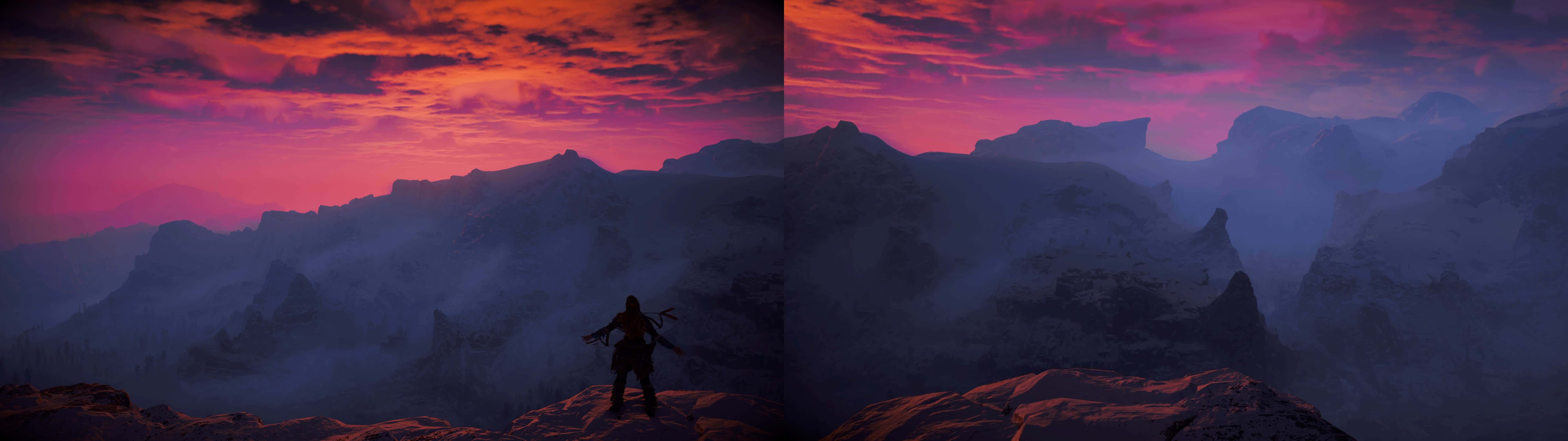 7680x2160 Download Red Orange Sky Mountain Ultra HD Dual Monitor
