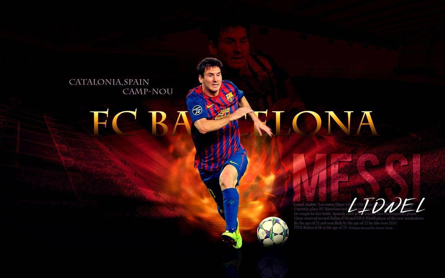 1440x900 Download Messi Barcelona Chasing Ball Desktop Background Wallpaper