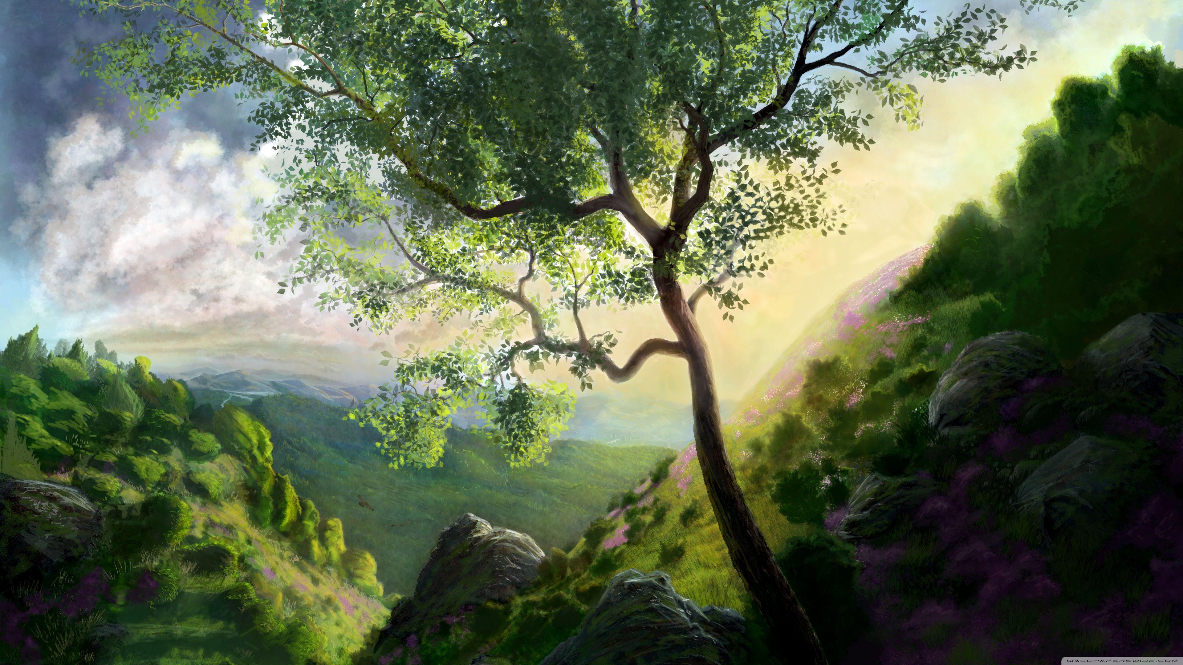 3840x2160 Mountain Scenery Painting ❤ 4K HD Desktop Wallpaper for 4K Ultra HD