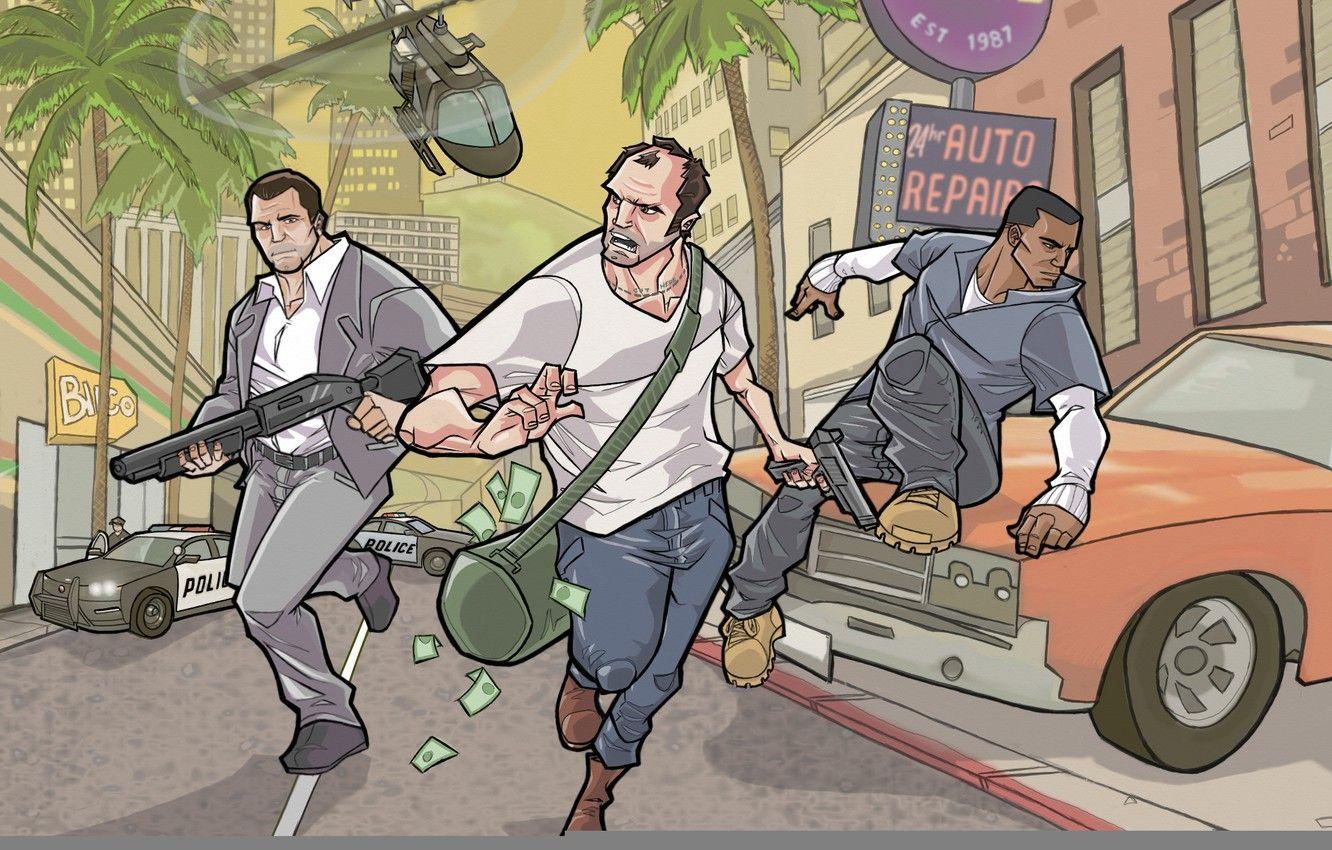 1332x850 Wallpaper Michael, Franklin, gta Trevor image for desktop