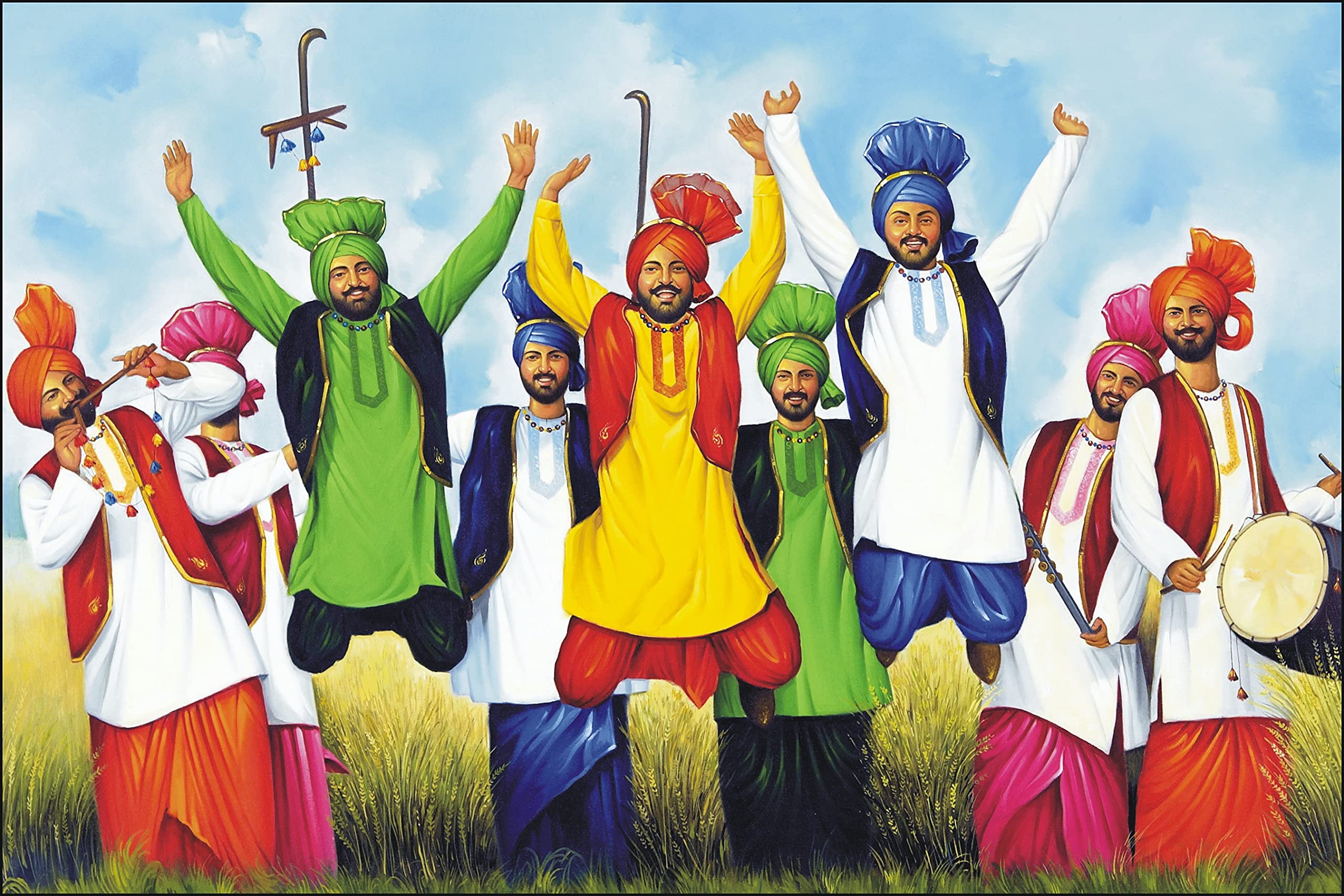 2560x1707 KARTIK™ Bhangra Painting Print Poster Adornment Wallpaper, Wall Poster, Home Decor Stickers for Wall Glass Window Door Decoration (Size 12 x 18) : Amazon.in: Home & Kitchen