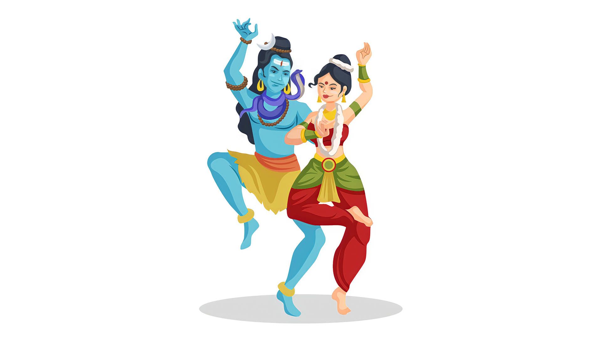 1920x1080 Download Caption: Traditional Hindu Dance of Shiv and Parvati in HD Wallpaper