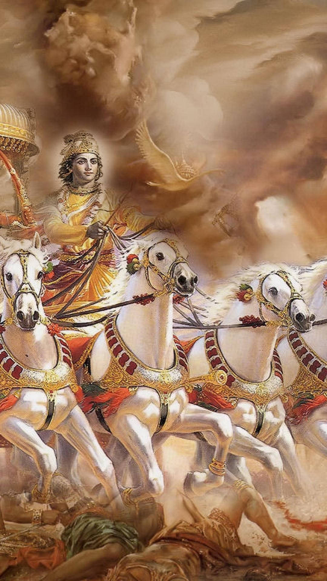 1080x1920 Download Krishna Arjun Mahabharata King Wallpaper