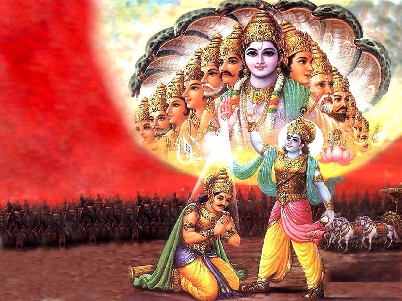 1333x1000 Download Krishna Arjun Wisdom Of Bhagavath Gita Wallpaper
