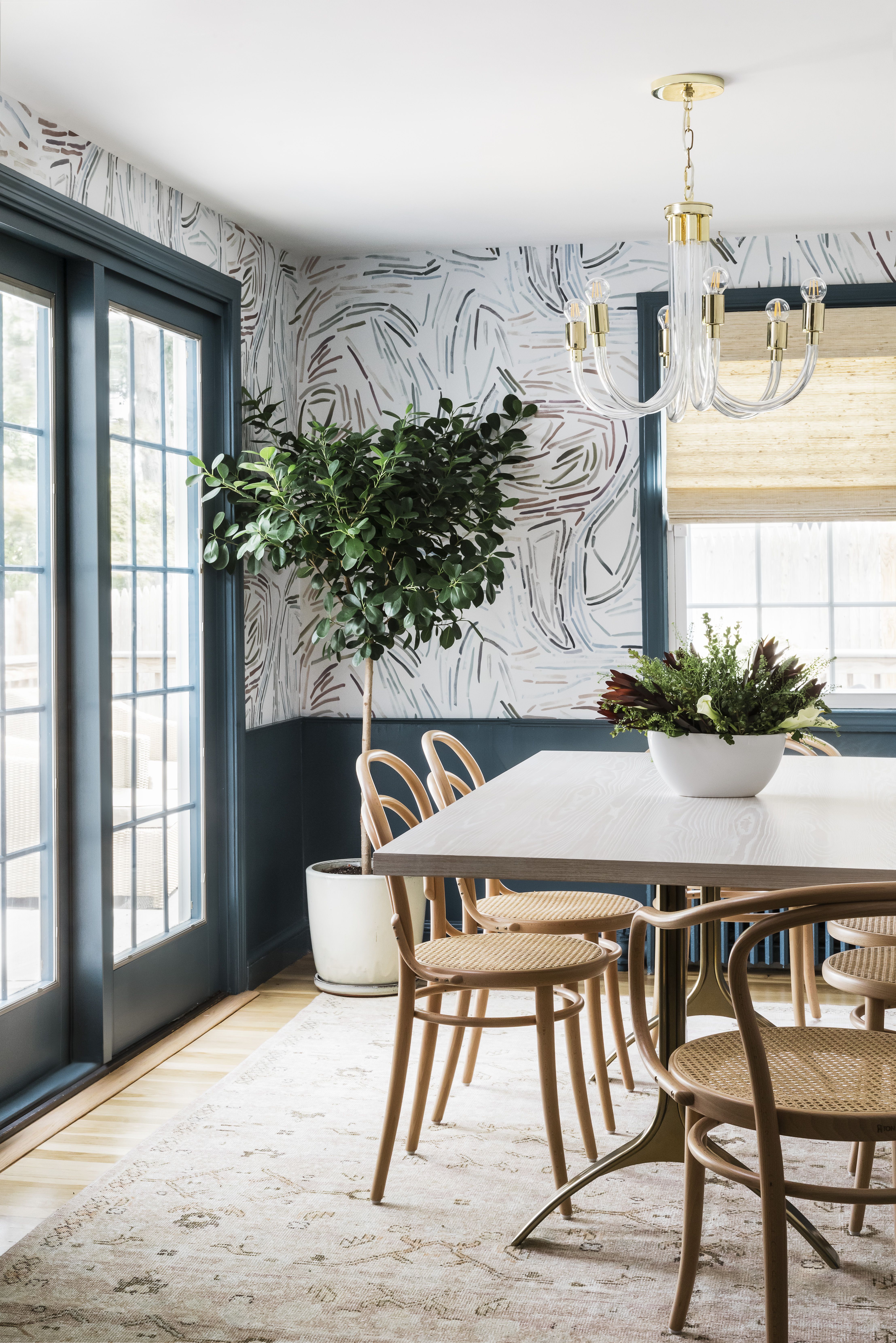 4430x6643 Home design ideas: Wallpaper with a painterly pattern enlivens a dining room Boston Globe