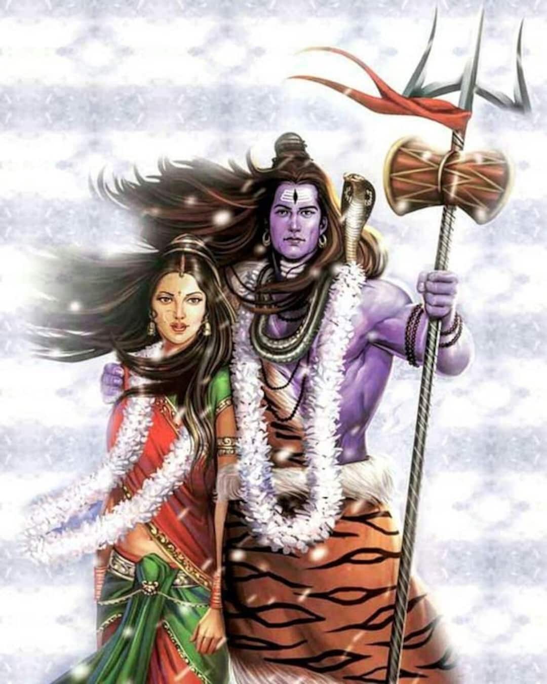 1080x1350 Lord Shiva and Parvati Handpainted Painting on Canvas without
