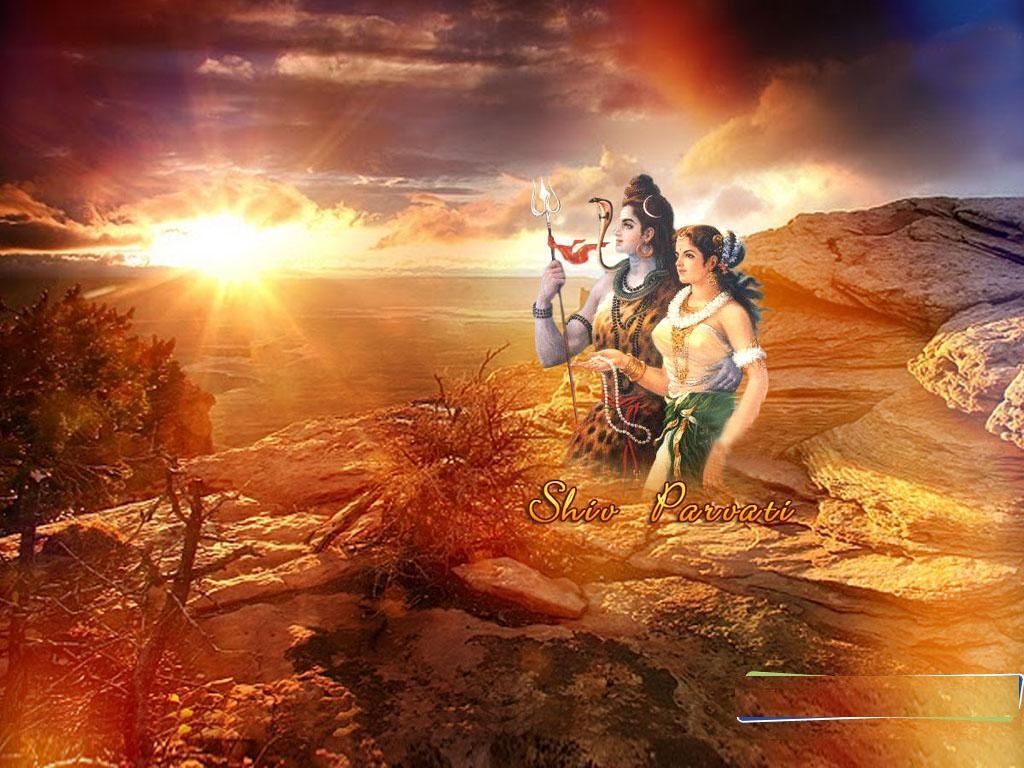 1024x768 Divine Thought - Temples, Mantras, Slokas, Festivals, Facts Of God: Lord Shiva Parvathi Happiness Wallpaper