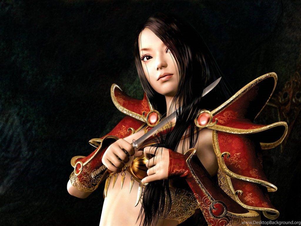 1024x768 Ninja Fantasy Girl Wallpaper Desktop Background