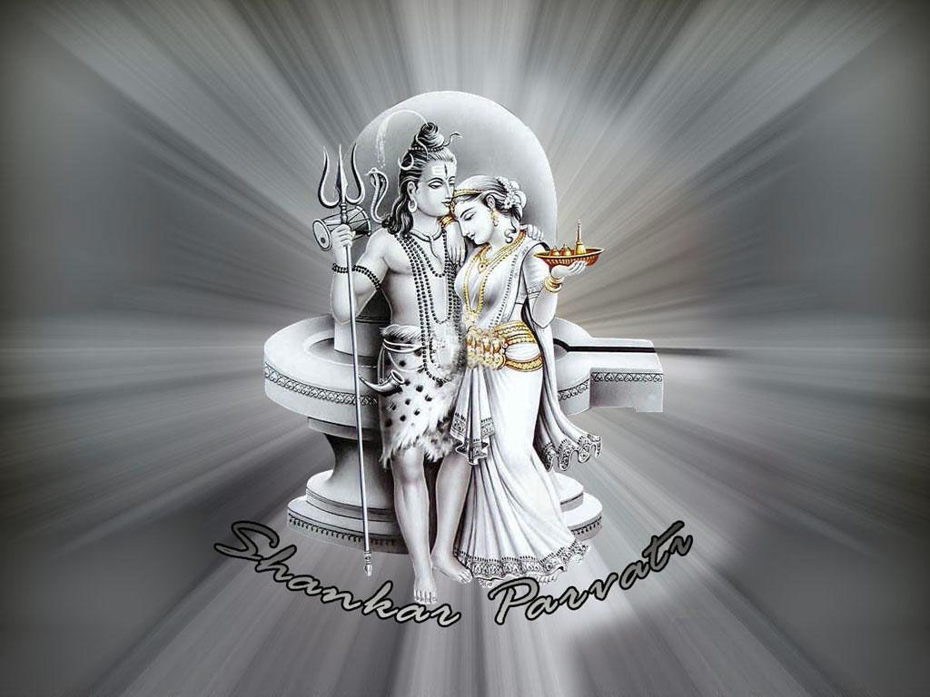 1024x768 Wallpaper of Lord Shiva and Parvati