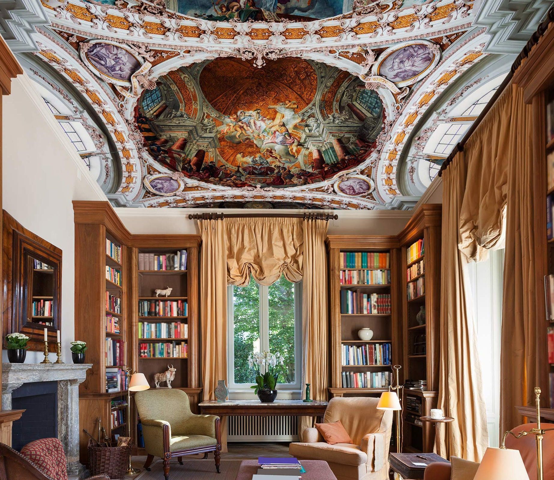 1846x1600 3D Ancient Palace CA3585 Ceiling Wallpaper Removable Self
