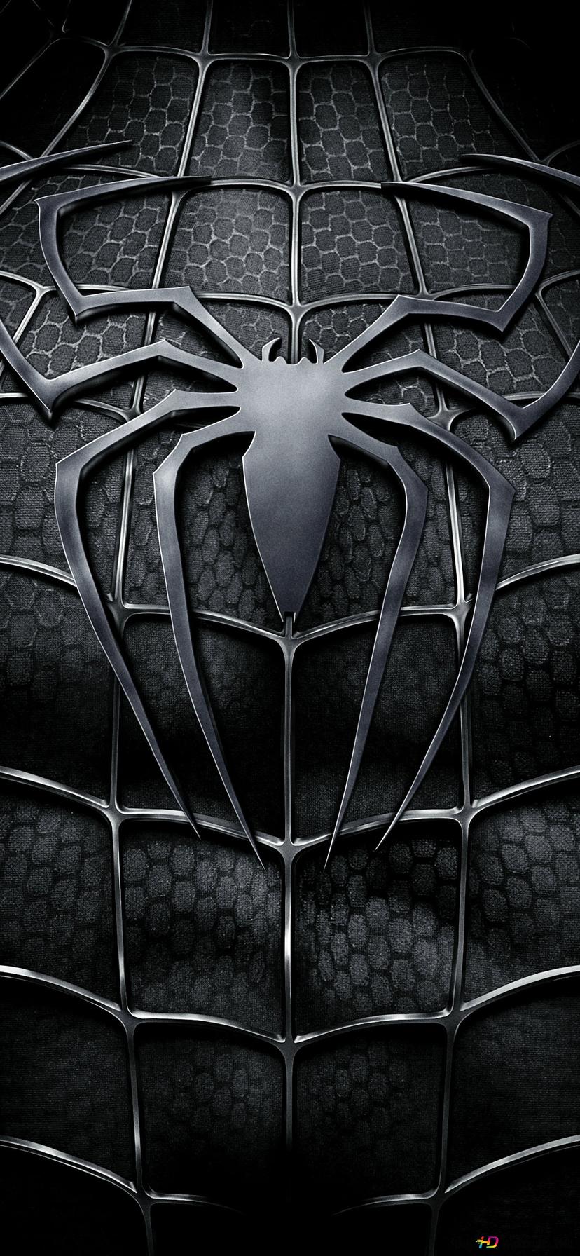 828x1792 Black spider logo on spiderman costume 2K wallpaper download
