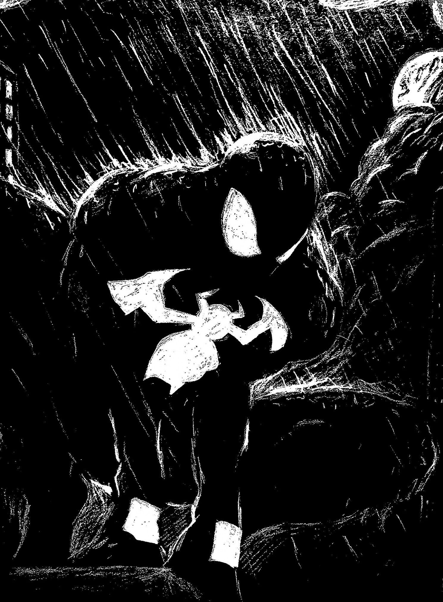 1489x2025 Spiderman Black And White Wallpaper