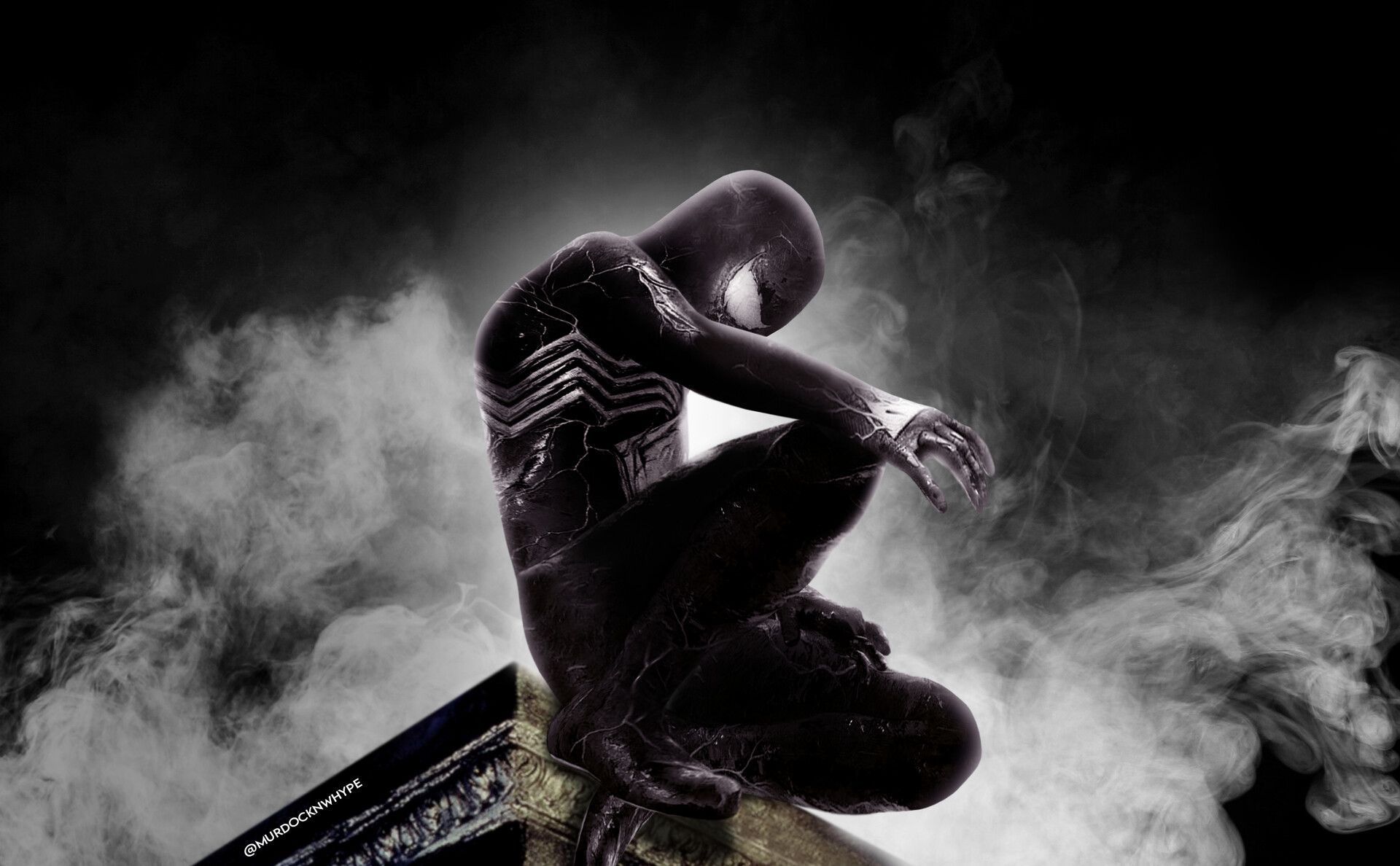1920x1188 Tom Holland Spider Man With The Black Suit Venom (MCU) / Poster