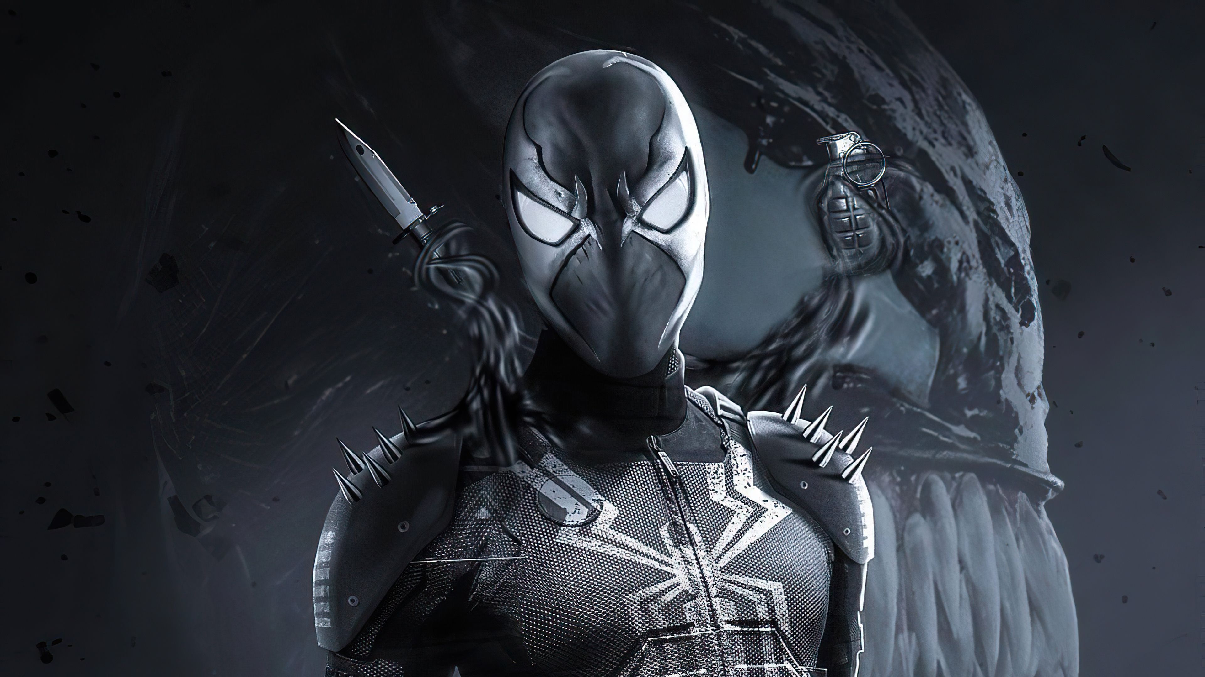 3840x2160 Black Suited Spiderman Spider Man Black Spawn Mashup Wallpaper:3840x2160