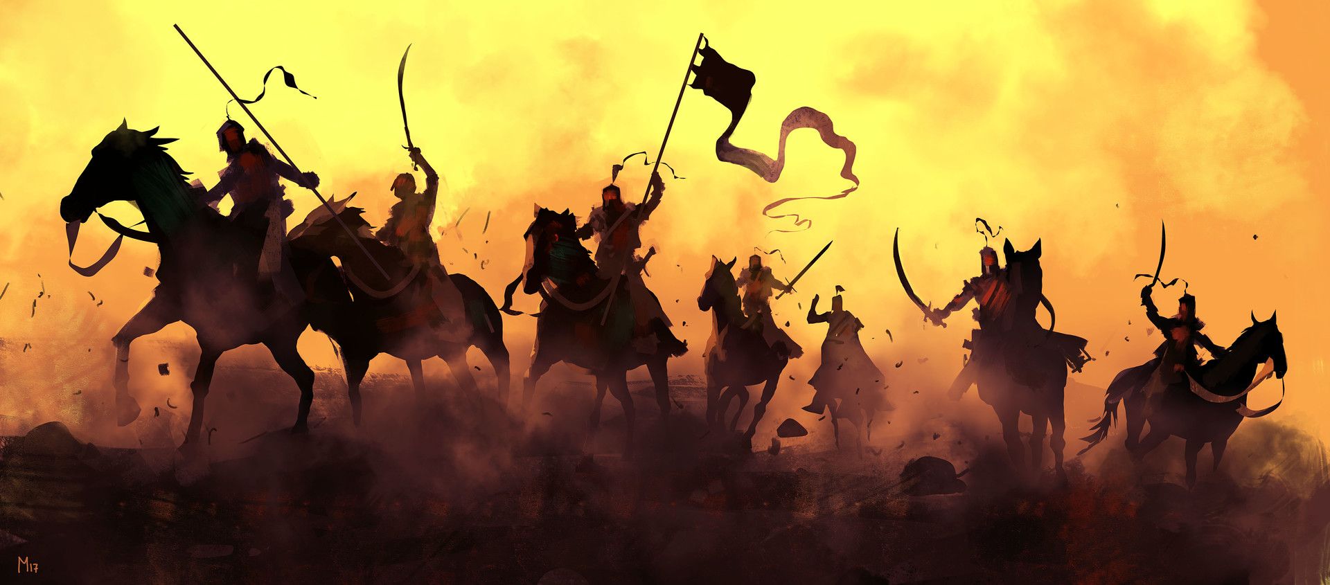 1920x845 Desktop Wallpaper Warriors On War Field, Art, HD Image, Picture, Background, 9qlw 9