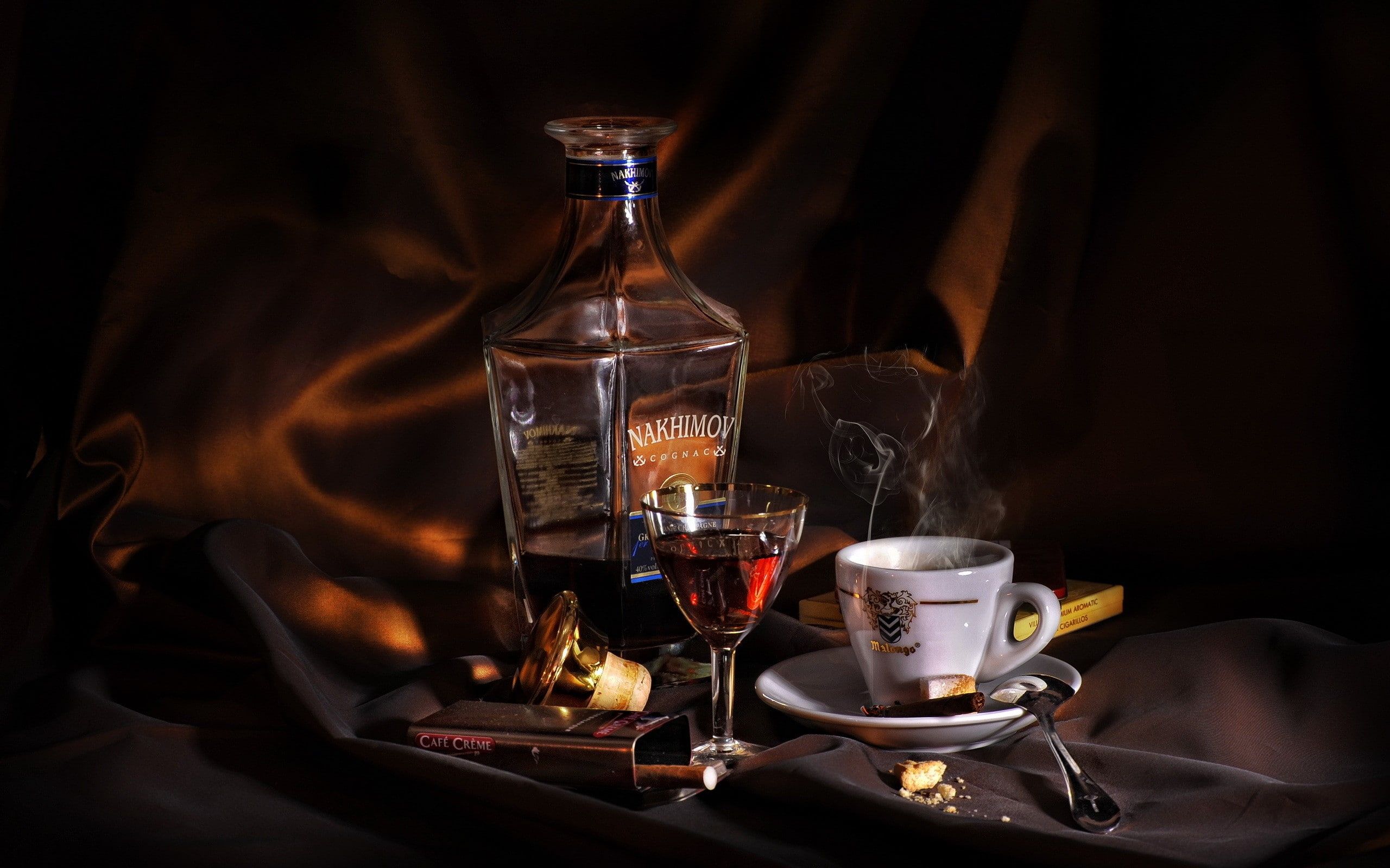 2560x1600 Wallpaper / coffee, cigar, alcohol, cognac, 2K free download