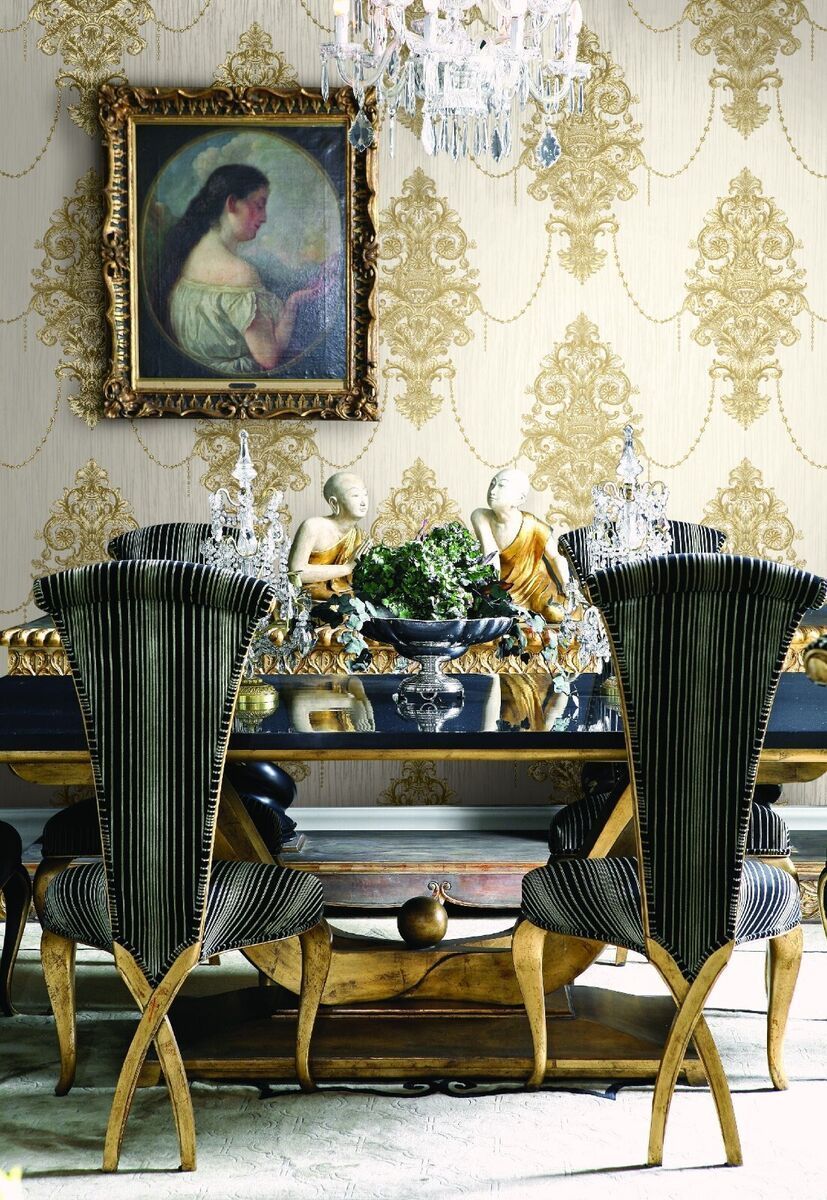 827x1200 Wallpaper, System Solution, Opulent, Ornaments, Chains, Gleam, Cognac Prosecco