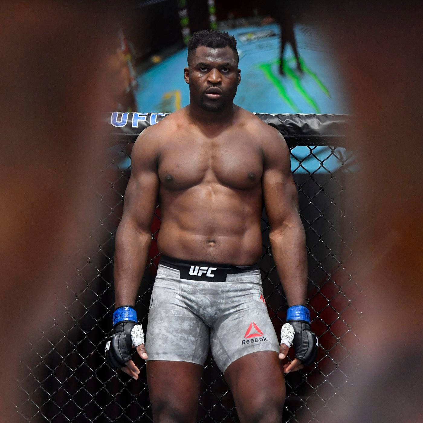 1400x1400 Download Francis Ngannou Facing Opponent Wallpaper