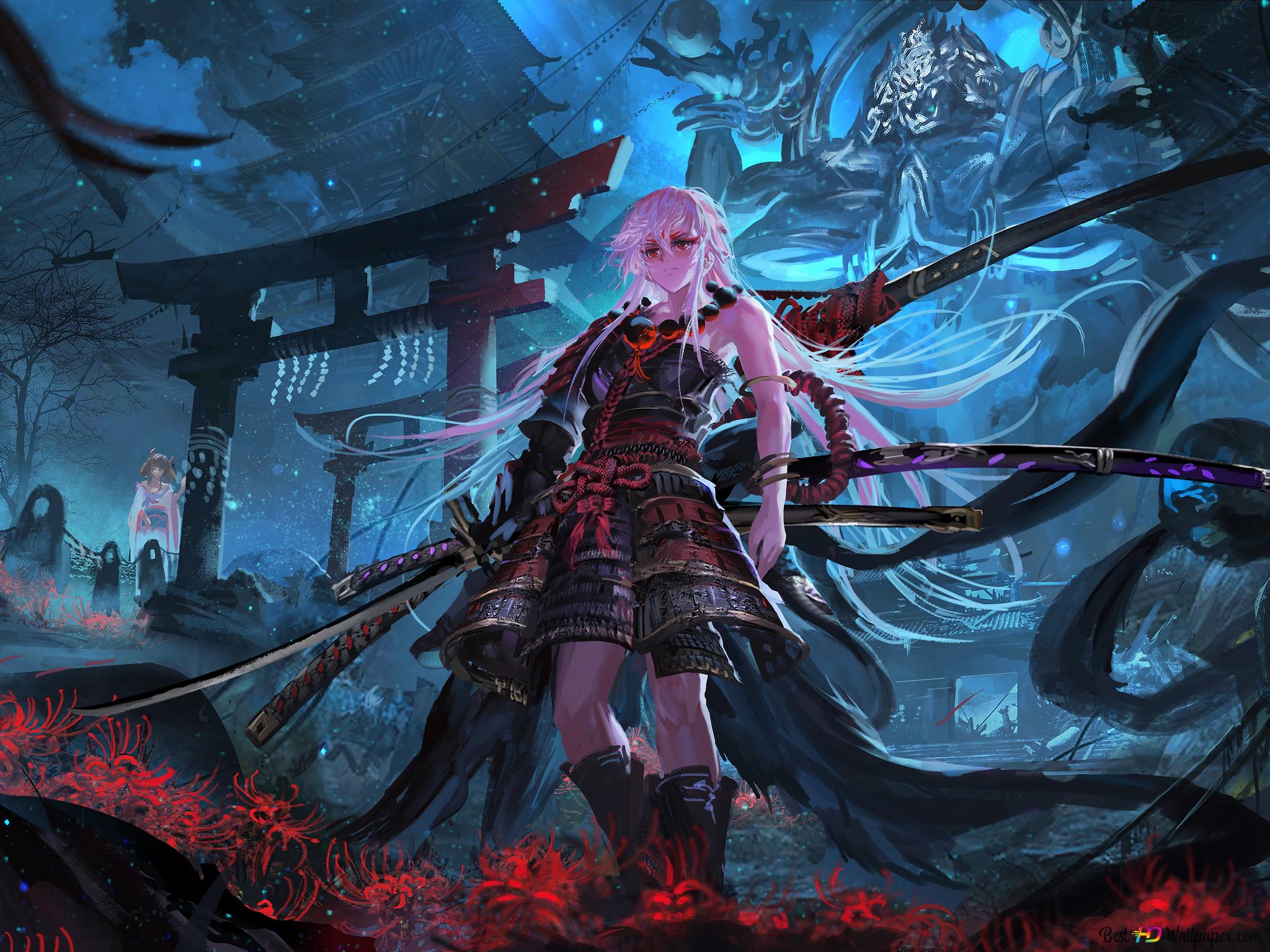 2048x1536 Japanese Samurai Girl Anime Wallpaper