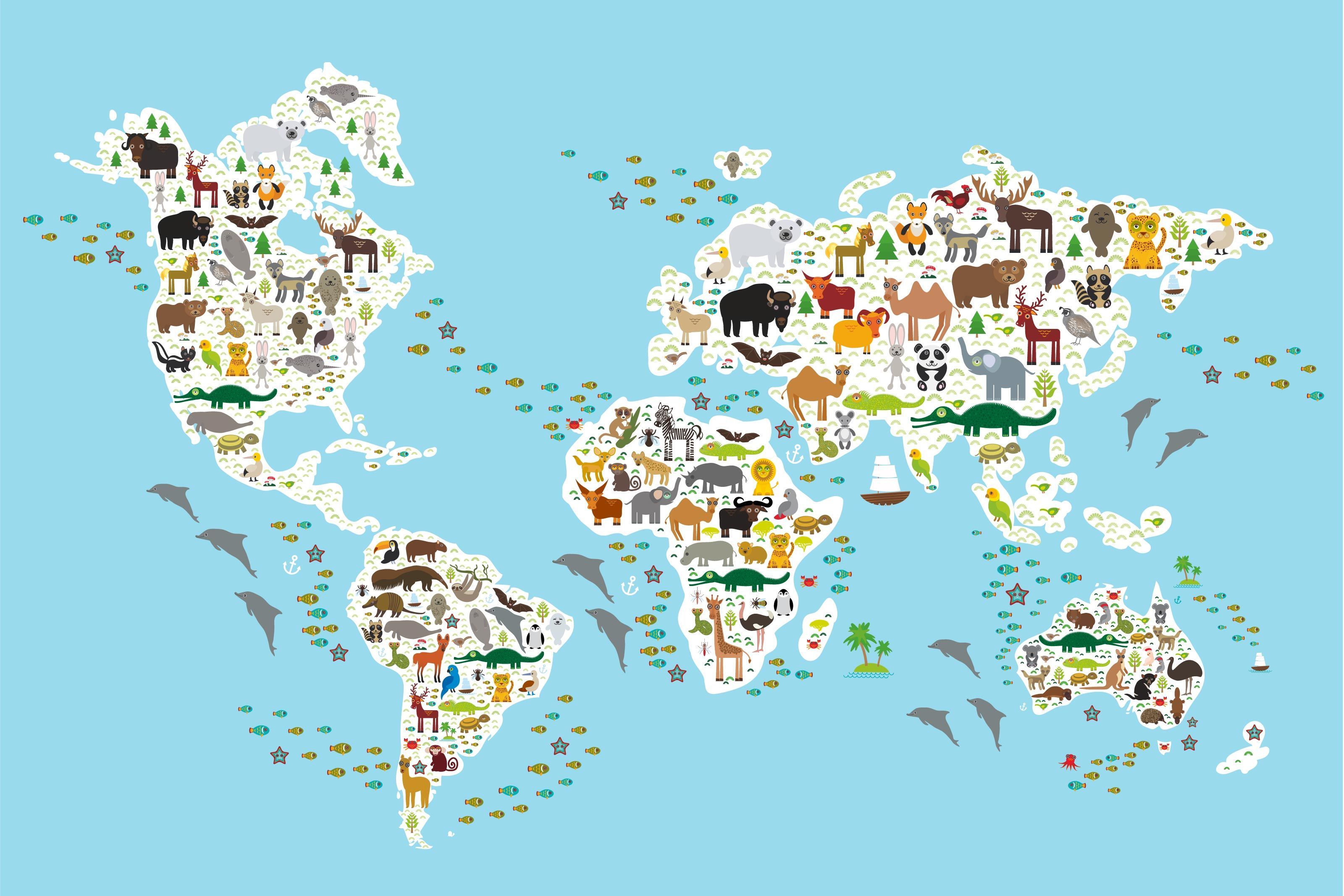 3200x2133 Cartoon Animal World Map Your Way