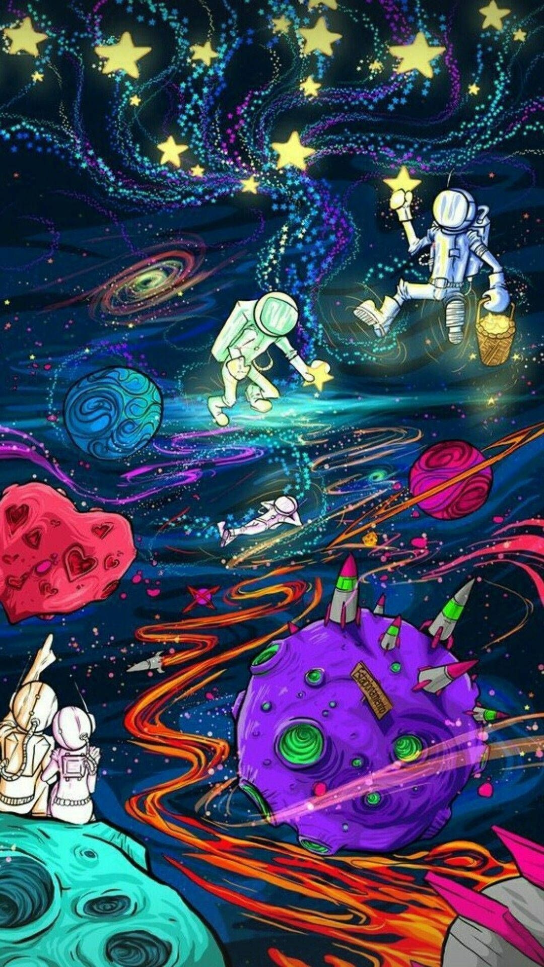 1080x1920 Download Welcome to a trippy and wacky world of cartoon fun! Wallpaper