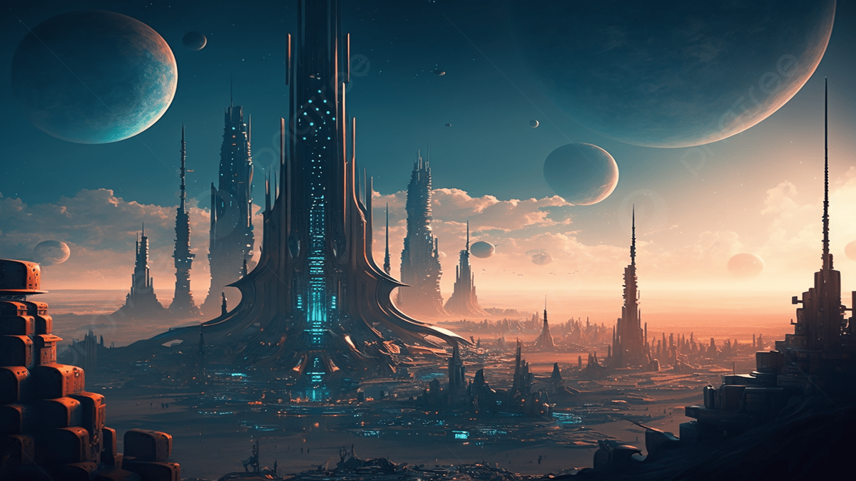 1200x675 Science Fiction World Planet Cartoon Background, Science Fiction Architecture, Sci Fi World Planet, Building Background Image And Wallpaper for Free Download