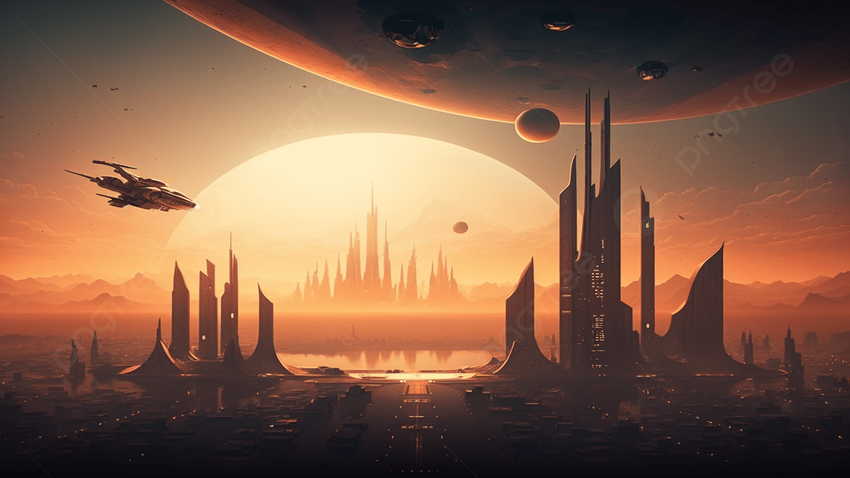 1200x675 Science Fiction World City Planet Cartoon Background, Sci Fi City Planet, Science Fiction World, Warm Tone Background Image And Wallpaper for Free Download