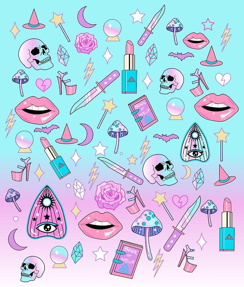 pastel aesthetic goth witch kawaii girly pattern wallpapers redbubble backgrounds grunge drawing à¸¡à¸²à¸ wallpaperaccess added creepy pink gothic witchy
