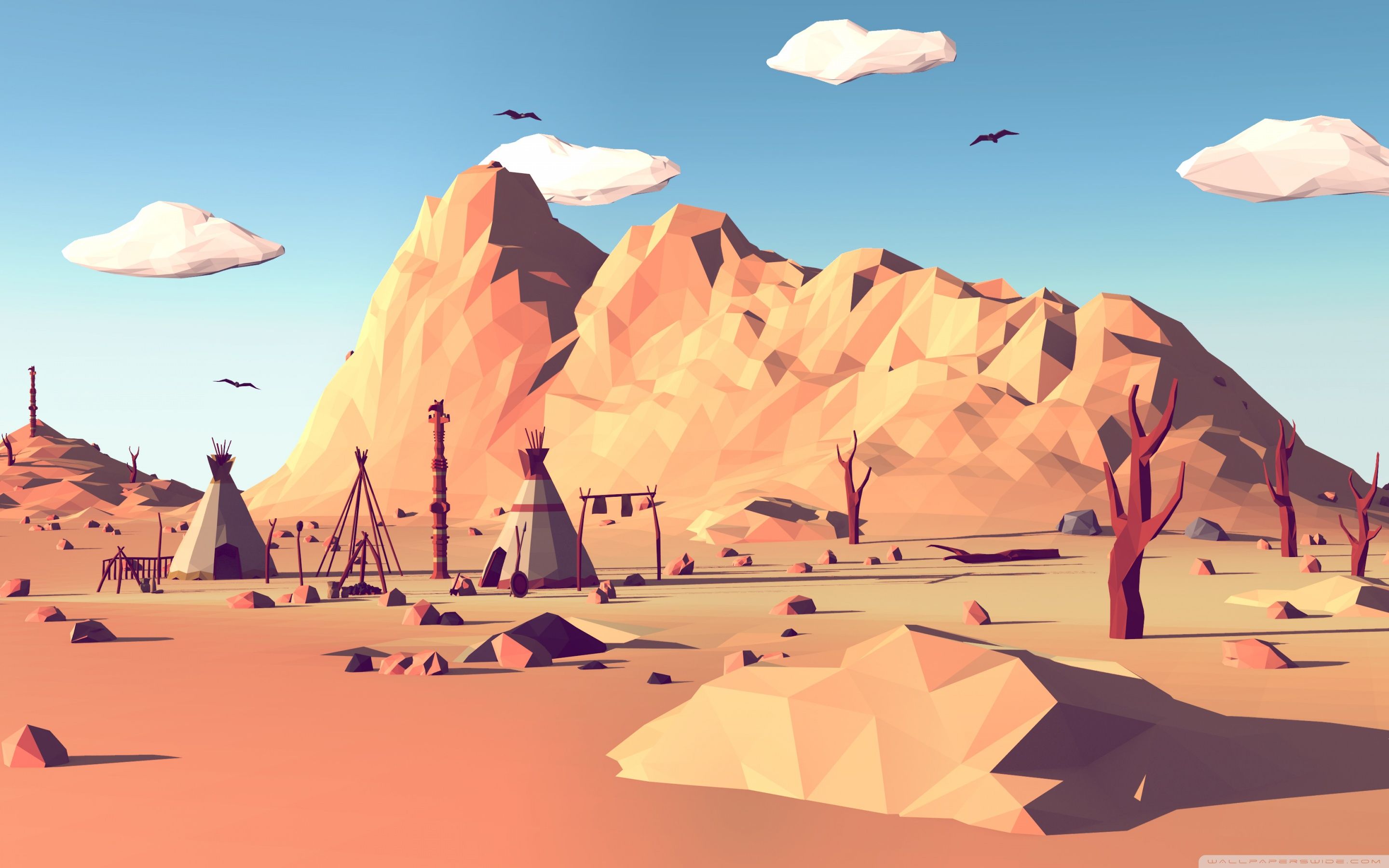2880x1800 Low Poly Wild West Ultra HD Desktop Background Wallpaper for 4K UHD TV : Multi Display, Dual Monitor : Tablet