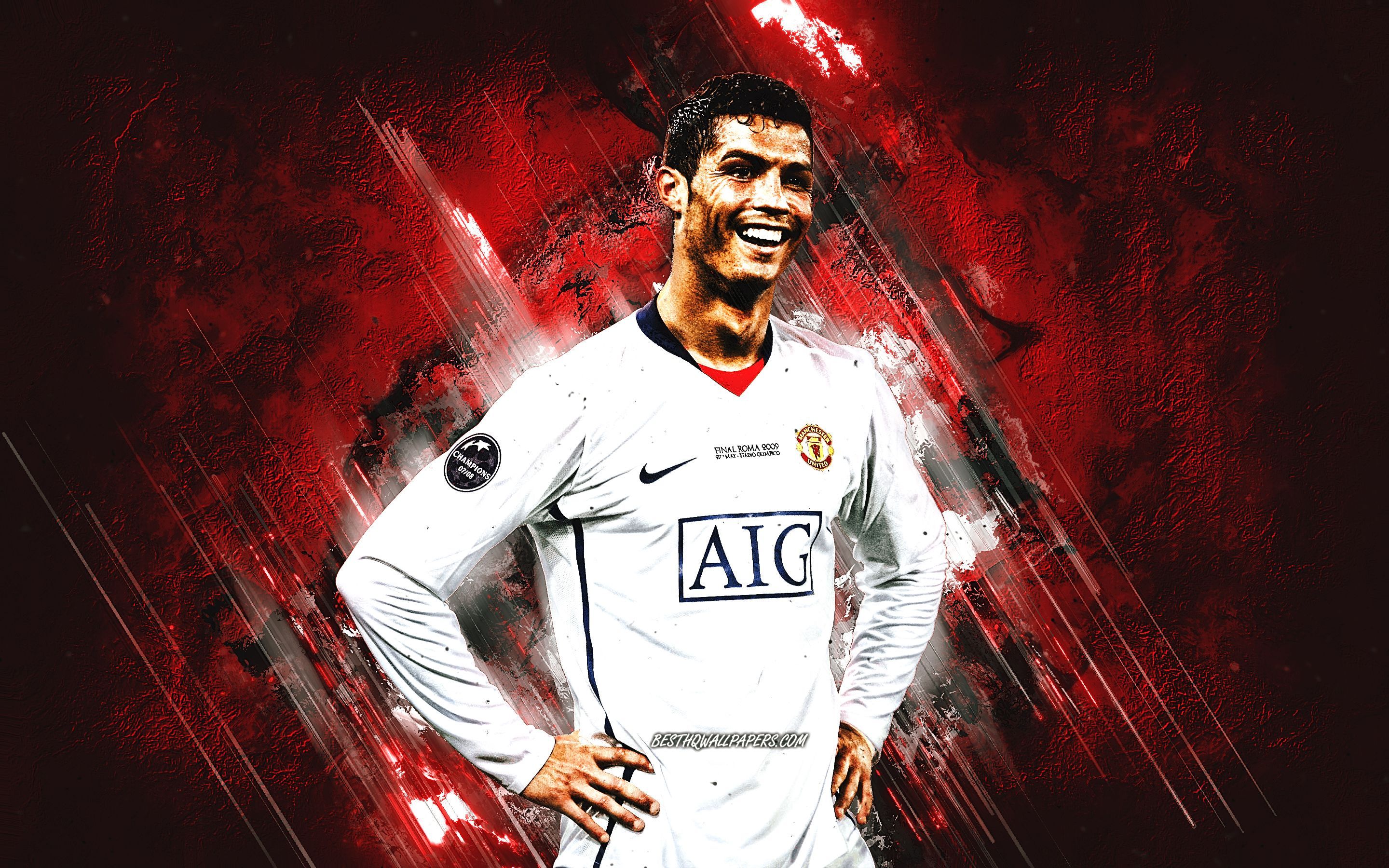 2880x1800 Download wallpaper Cristiano Ronaldo, Manchester United FC, portrait, retro art, Ronaldo Manchester United, football, Premier League, England for desktop with resolution 2880x1800. High Quality HD picture wallpaper