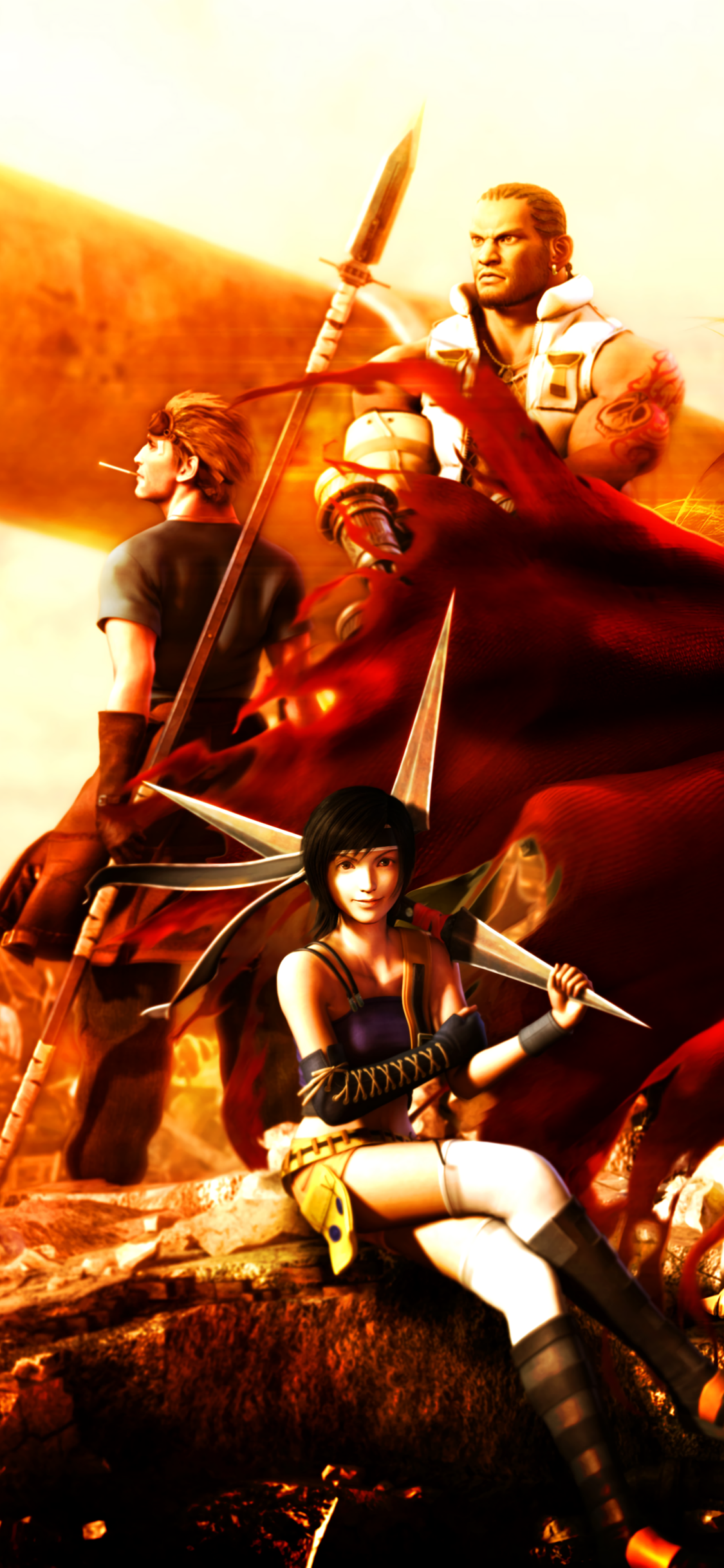1125x2436 Wallpaper / Video Game Dirge of Cerberus: Final Fantasy VII Phone Wallpaper, Yuffie Kisaragi, Barret Wallace, Cid Highwind, 1125x2436 free download