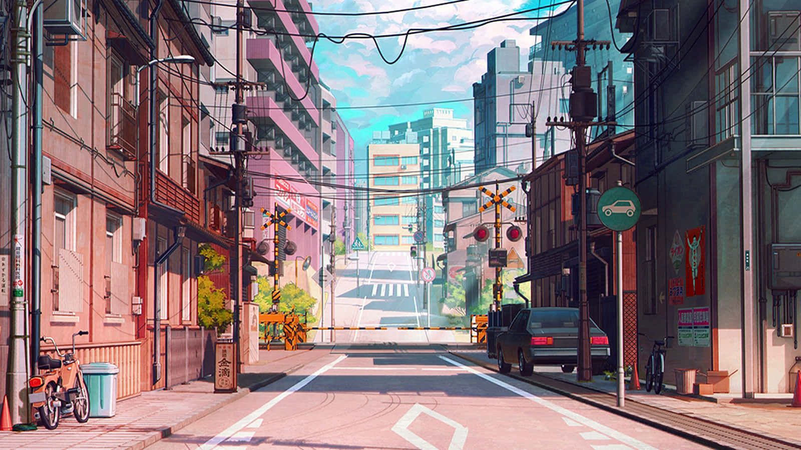 1600x900 Japan Anime City Street Wallpaper