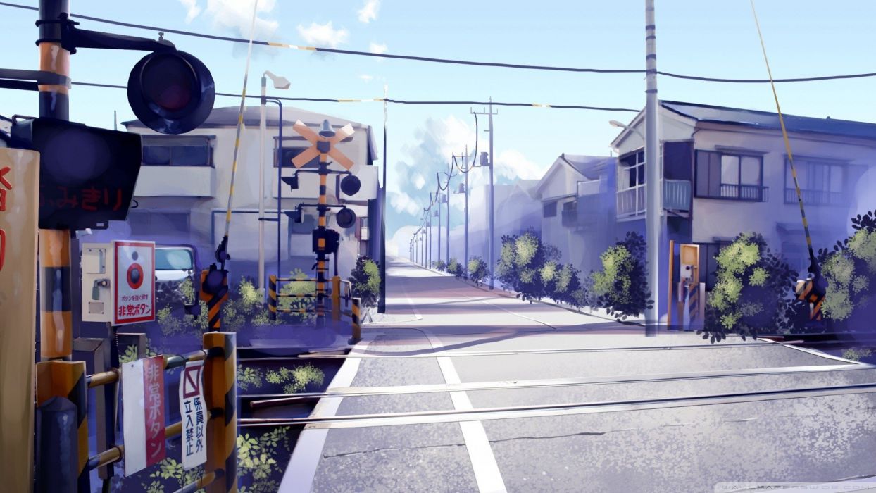 1244x700 Japanese Anime Street 1080p Wallpaper
