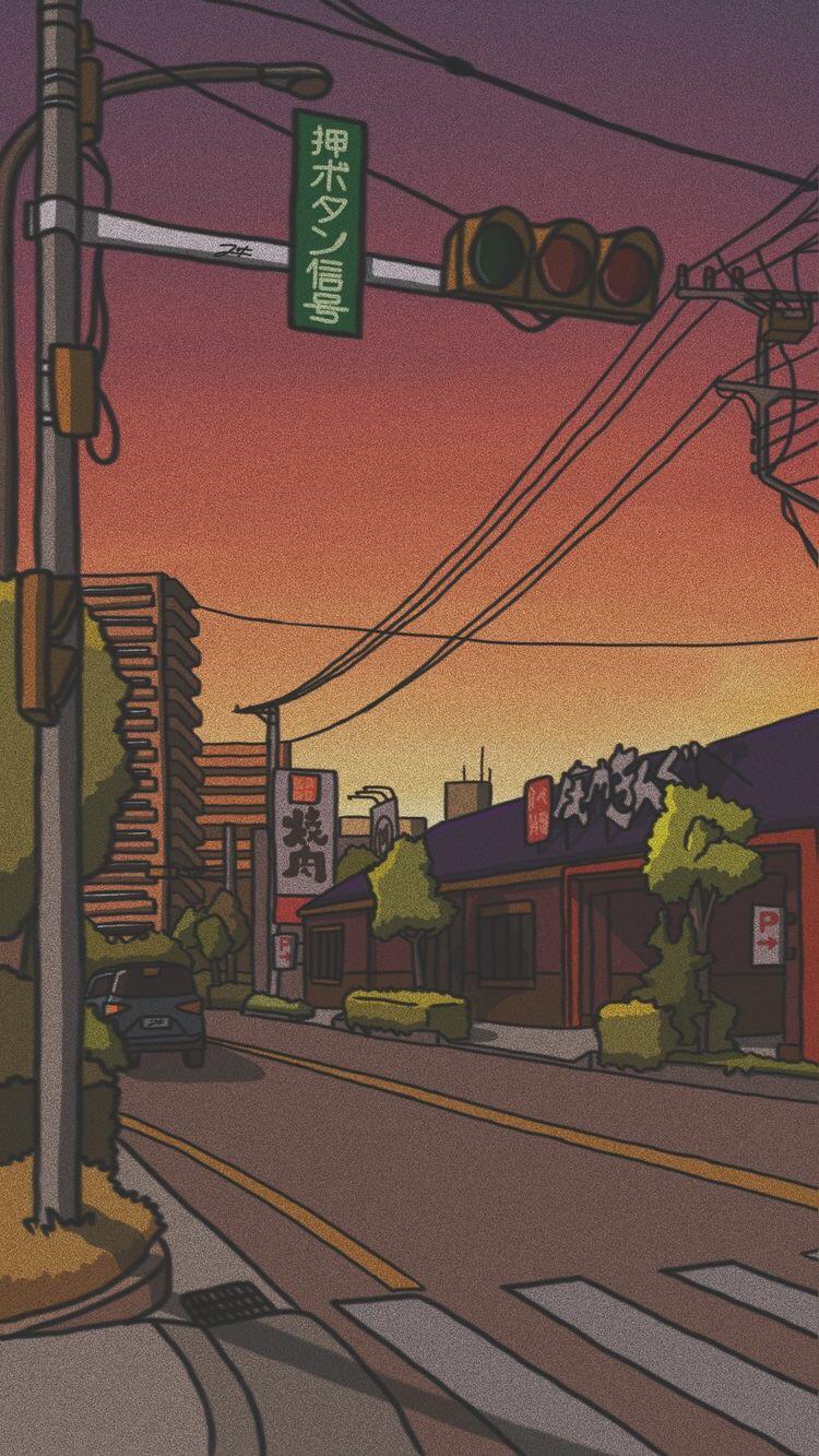 750x1333 Japanese Street Wallpaper