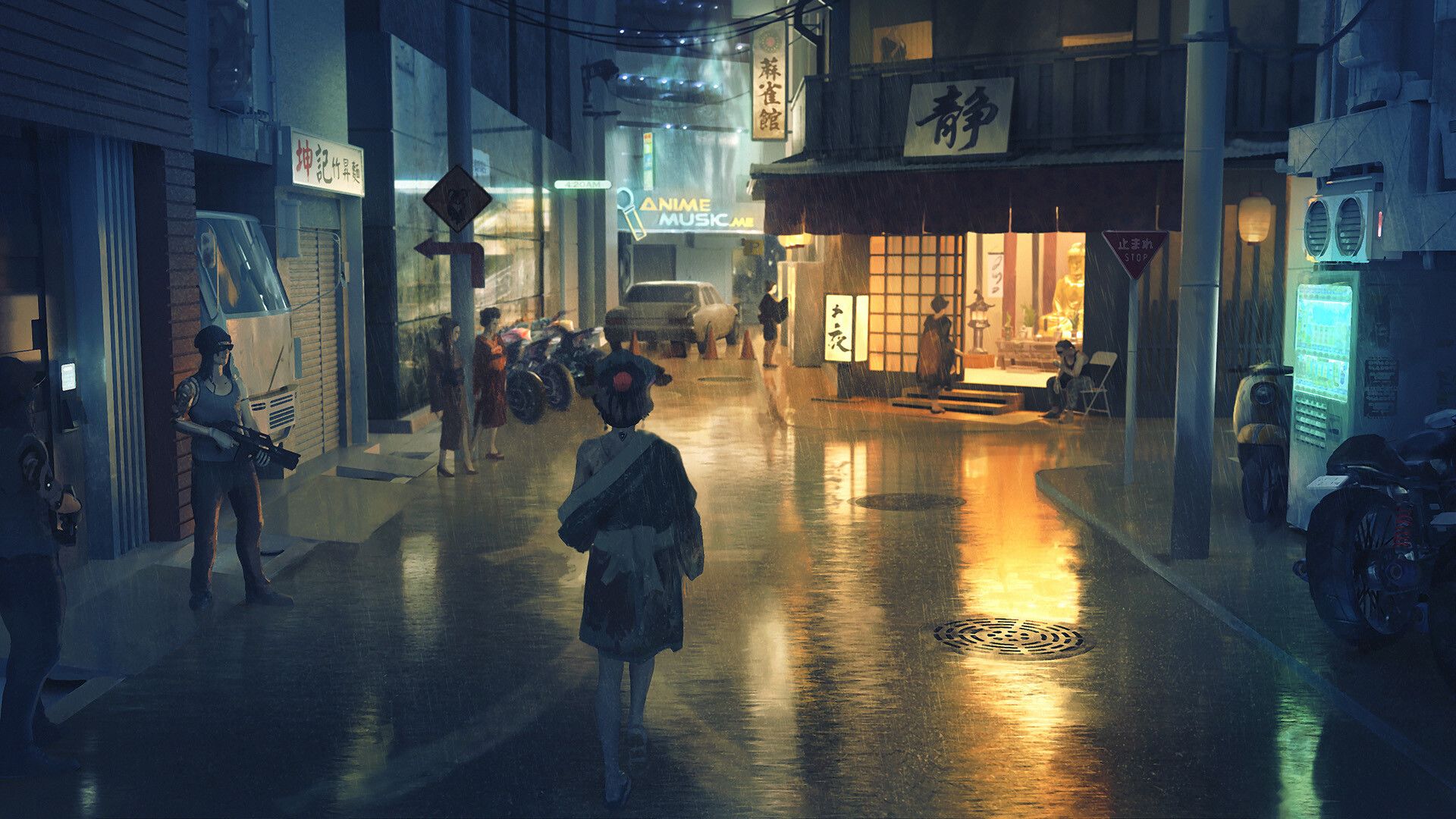 1920x1080 Anime Street HD Wallpaper and Background