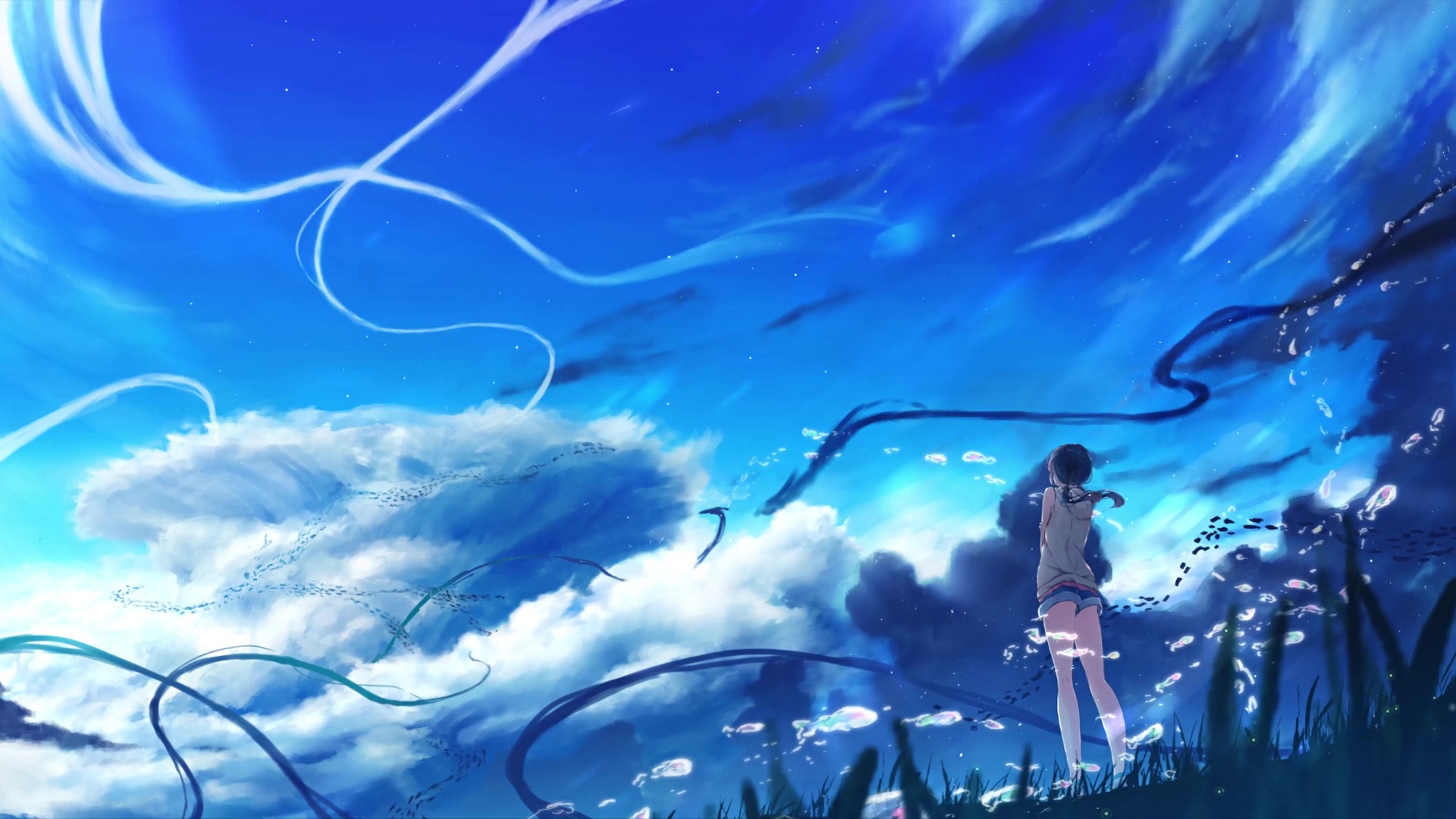 1920x1080 Amano Hina Looking At The Sky Weathering With You Live Wallpaper