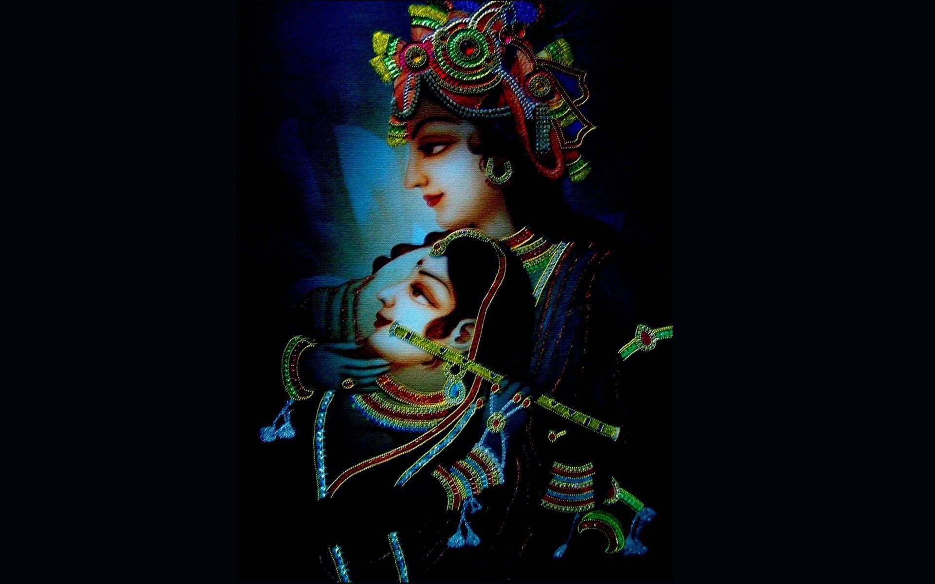 1920x1200 Download Lady Radha And Lord Krishna 4K Neon Digital Art Wallpaper