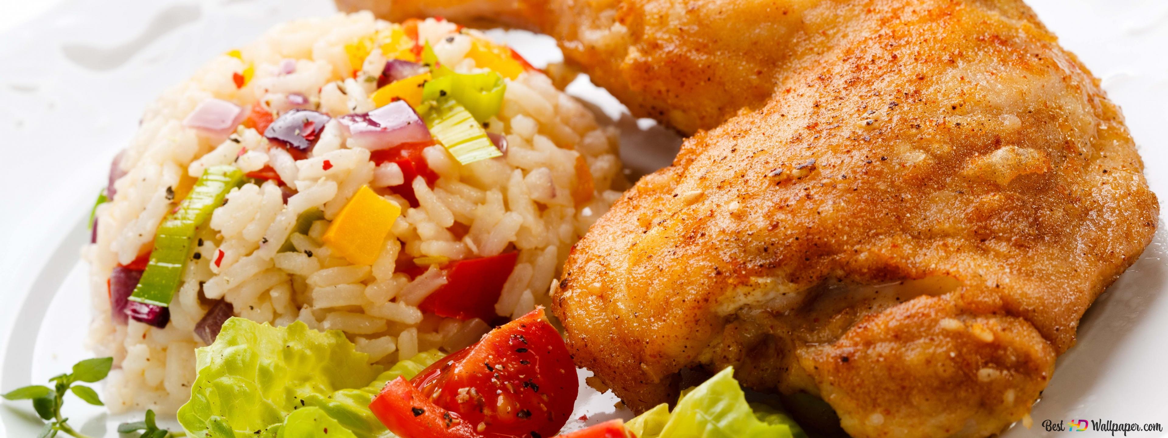 3840x1440 Chicken Meal 4K wallpaper download