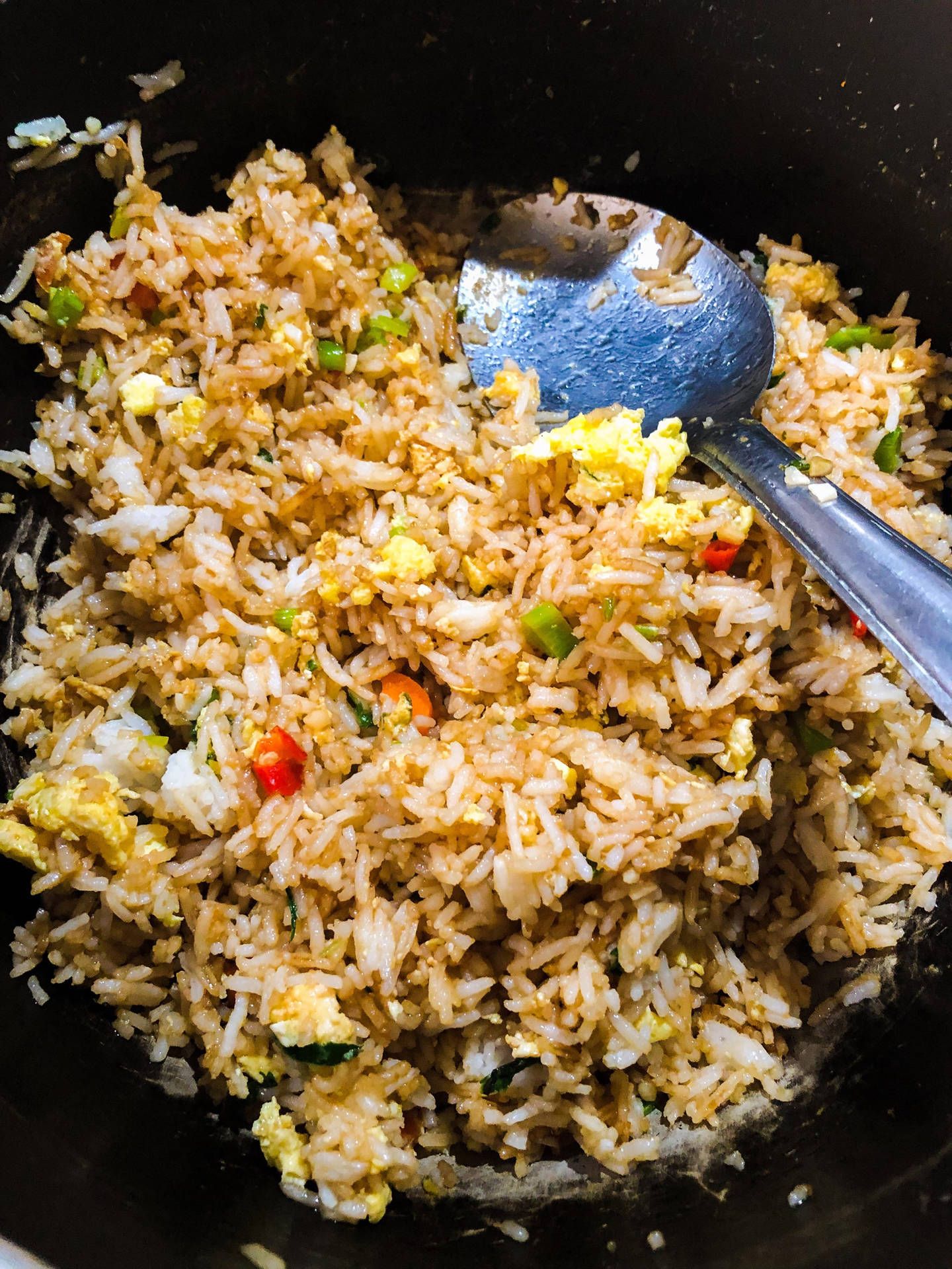 1440x1920 Download Half Eaten Plate Of Fried Rice Wallpaper