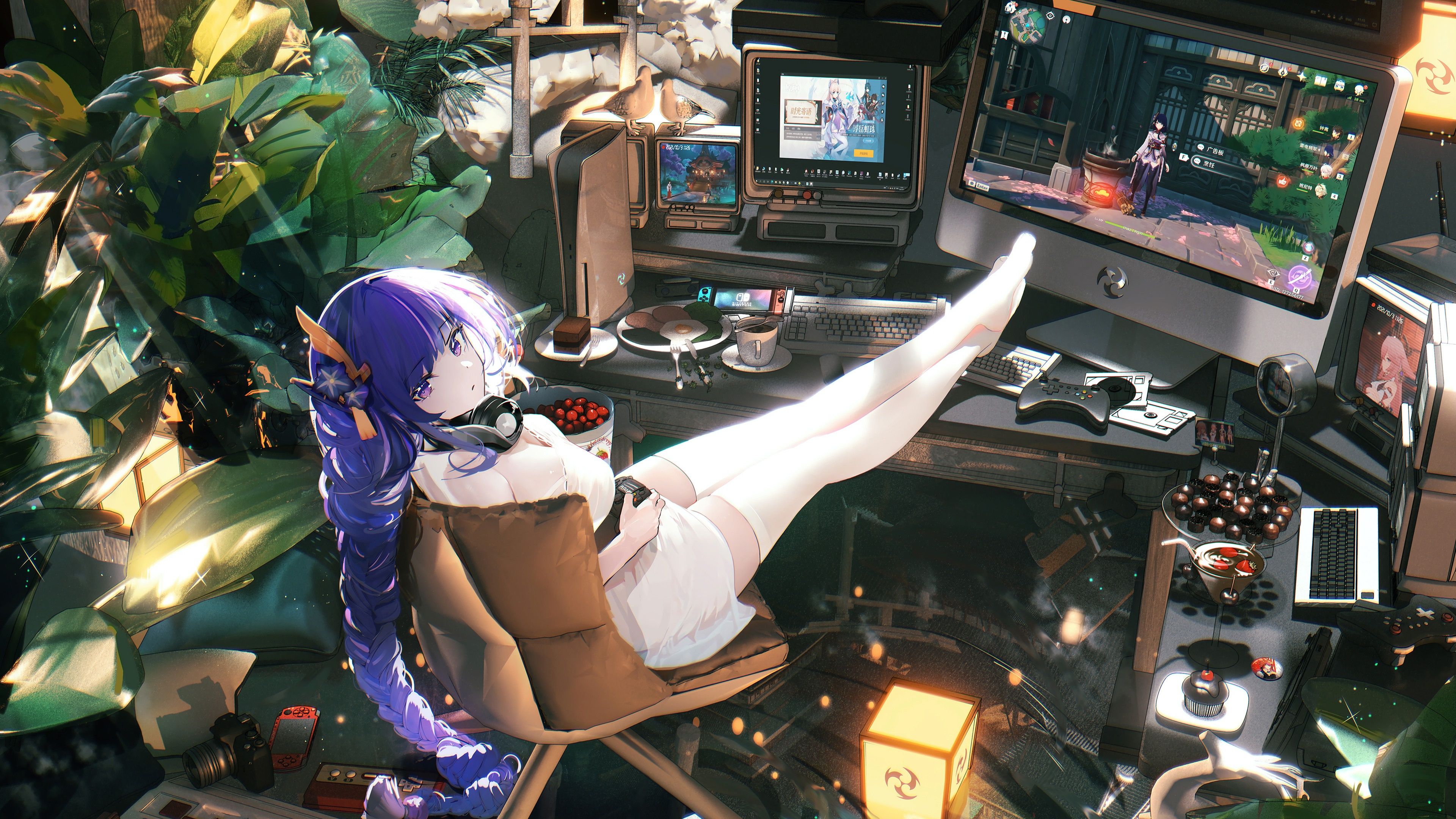 3840x2160 Gamer, Girls, Anime, Gaming, Desktop, Computer, Setup 4k Gallery HD Wallpaper
