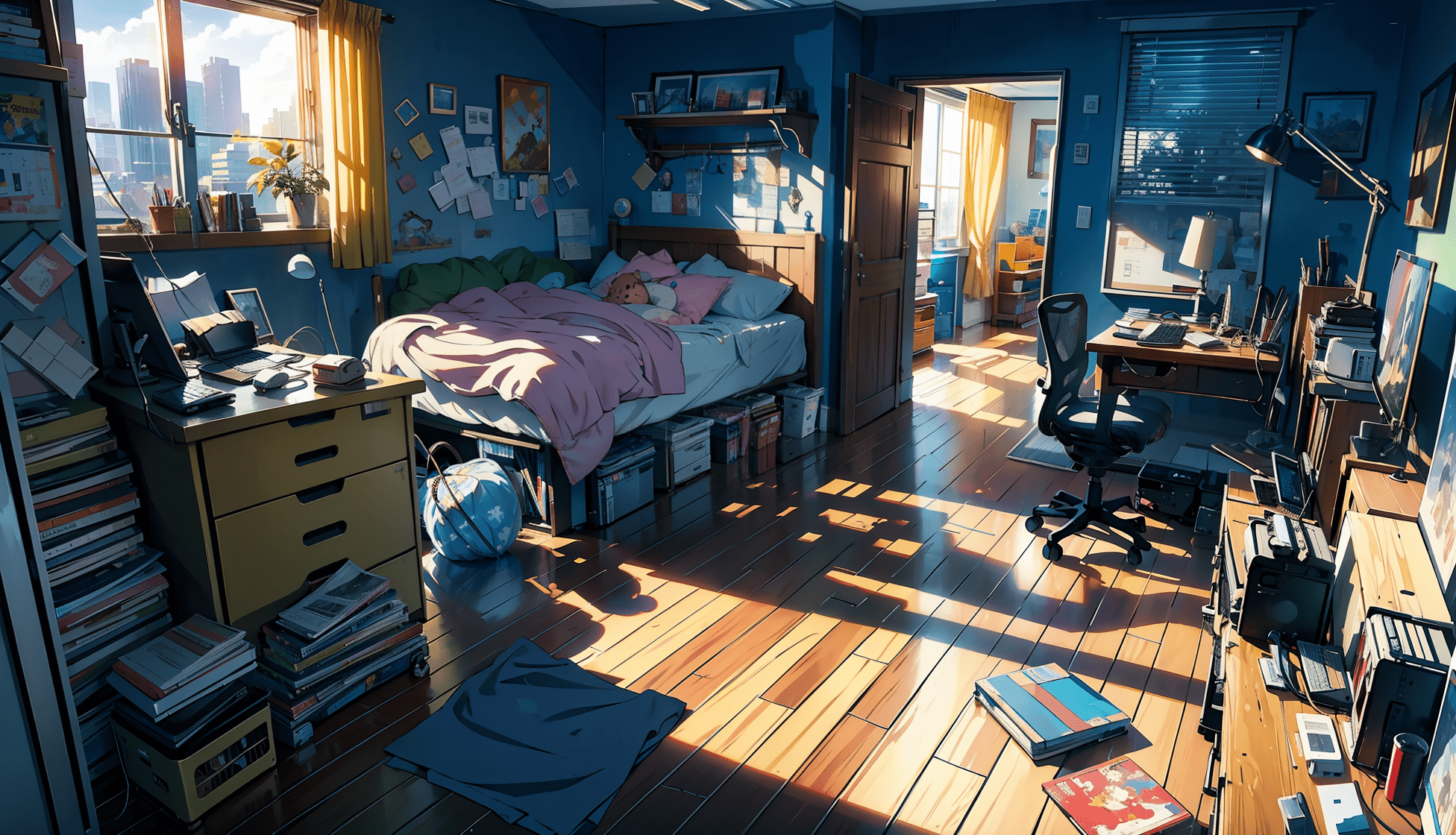 1952x1120 Anime Room HD Wallpaper and Background