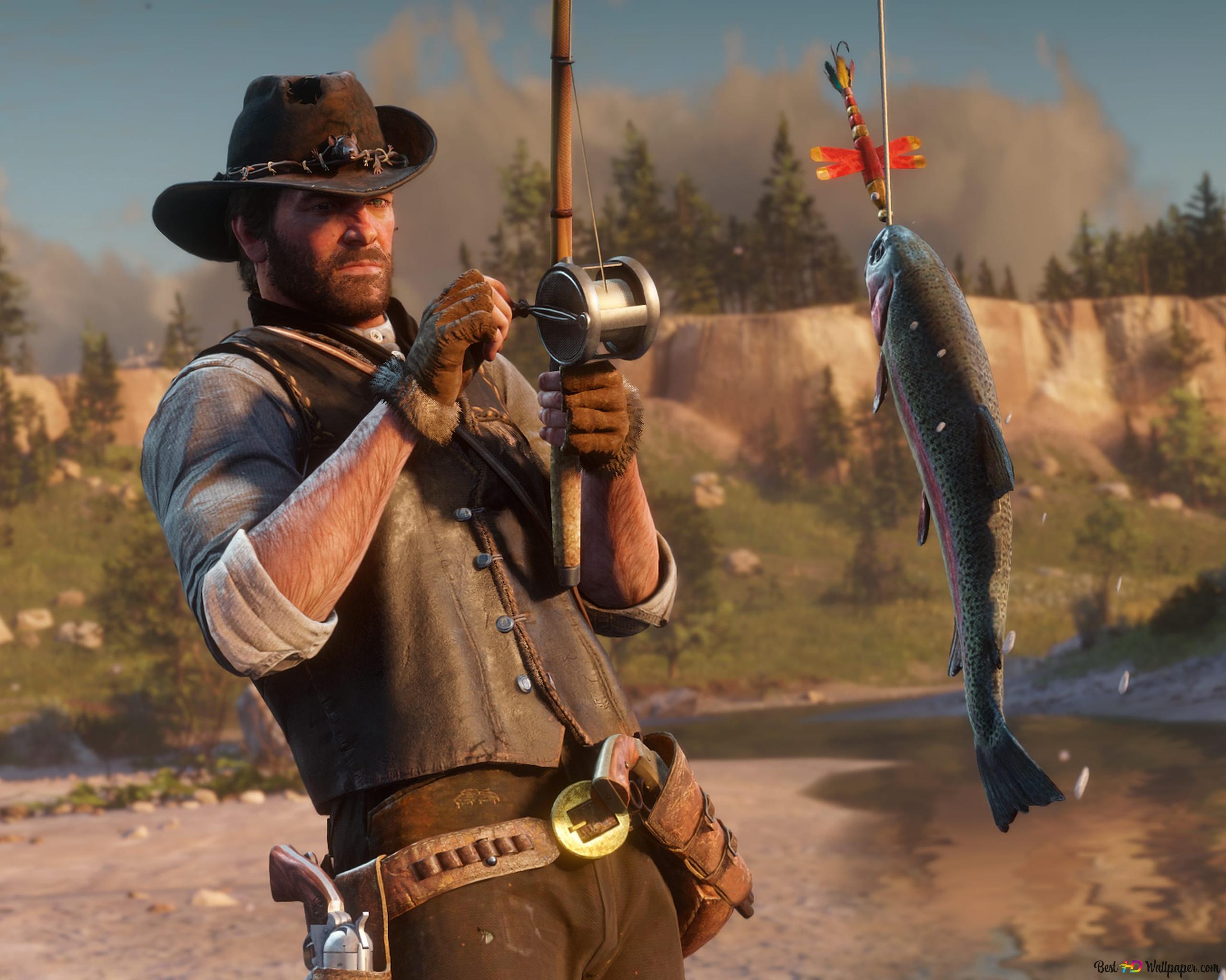 2560x2048 Fishing at Red Dead Redemption 4K wallpaper download