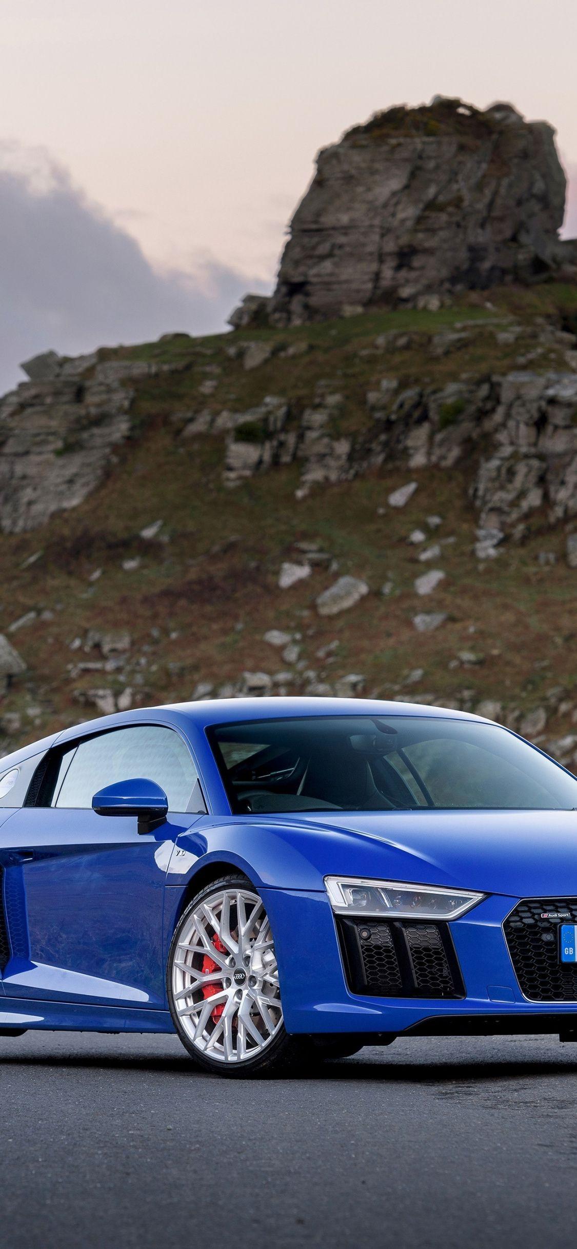 1125x2436 Download 1125x2436 wallpaper 2018 audi r8 v blue car, front