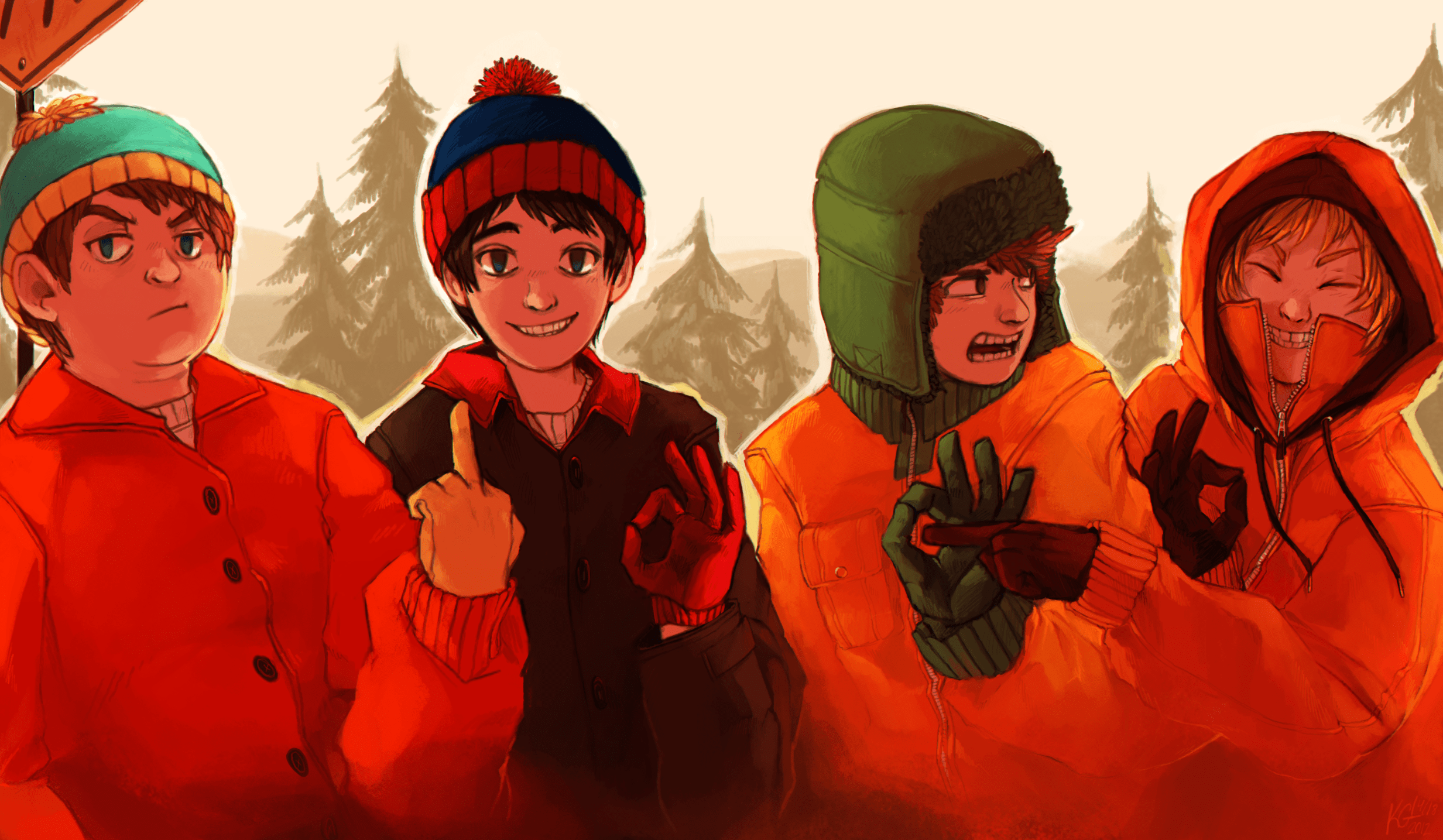 2465x1435 South Park HD, Kyle Broflovski, Kenny McCormick, Eric Cartman, Hoodie, Stan Marsh, Hat Gallery HD Wallpaper