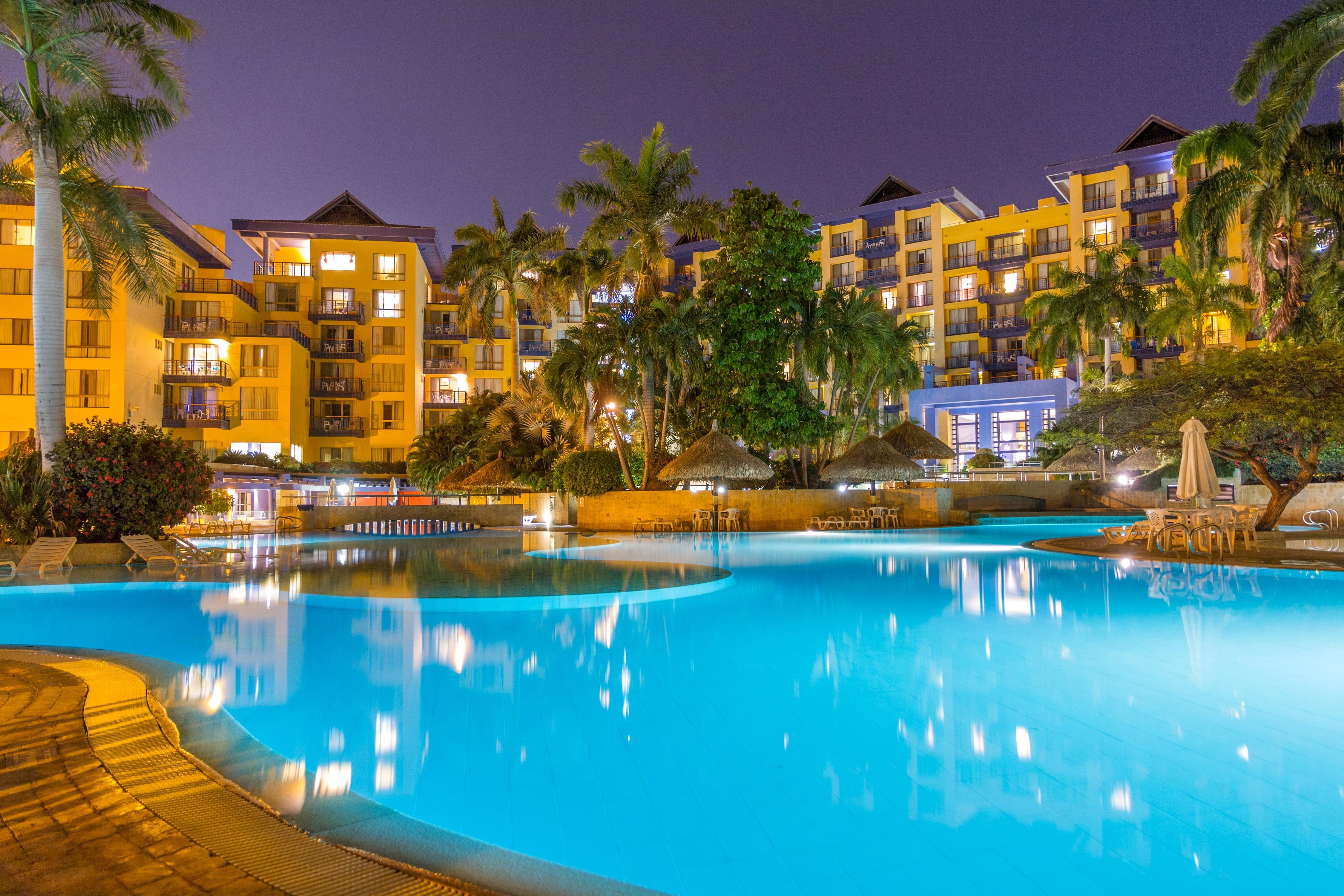 4500x3000 4K, Santa Marta, Resorts, Houses, Evening, Colombia, Pools, Trees, Palms Gallery HD Wallpaper