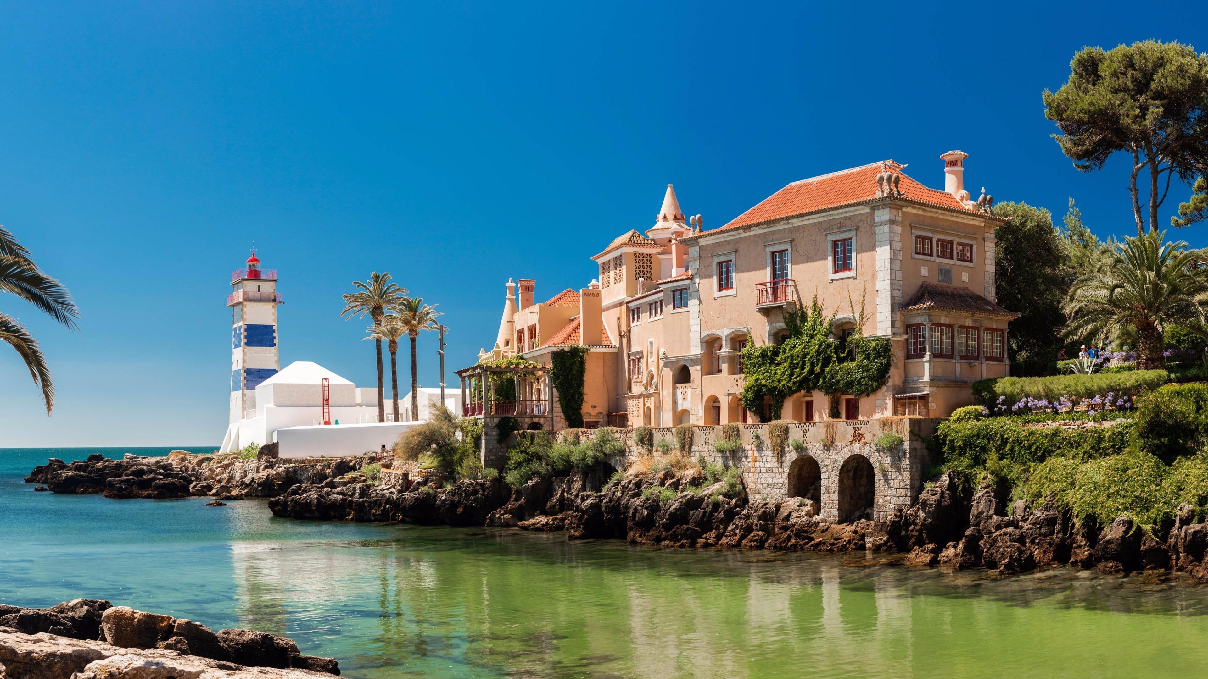 3840x2160 Wallpaper / waterfront, 4K, cascais, house, nature, sunlight, water, marina, santa marta lighthouse, day, casa de santa maria, europe, residential district, no people free download