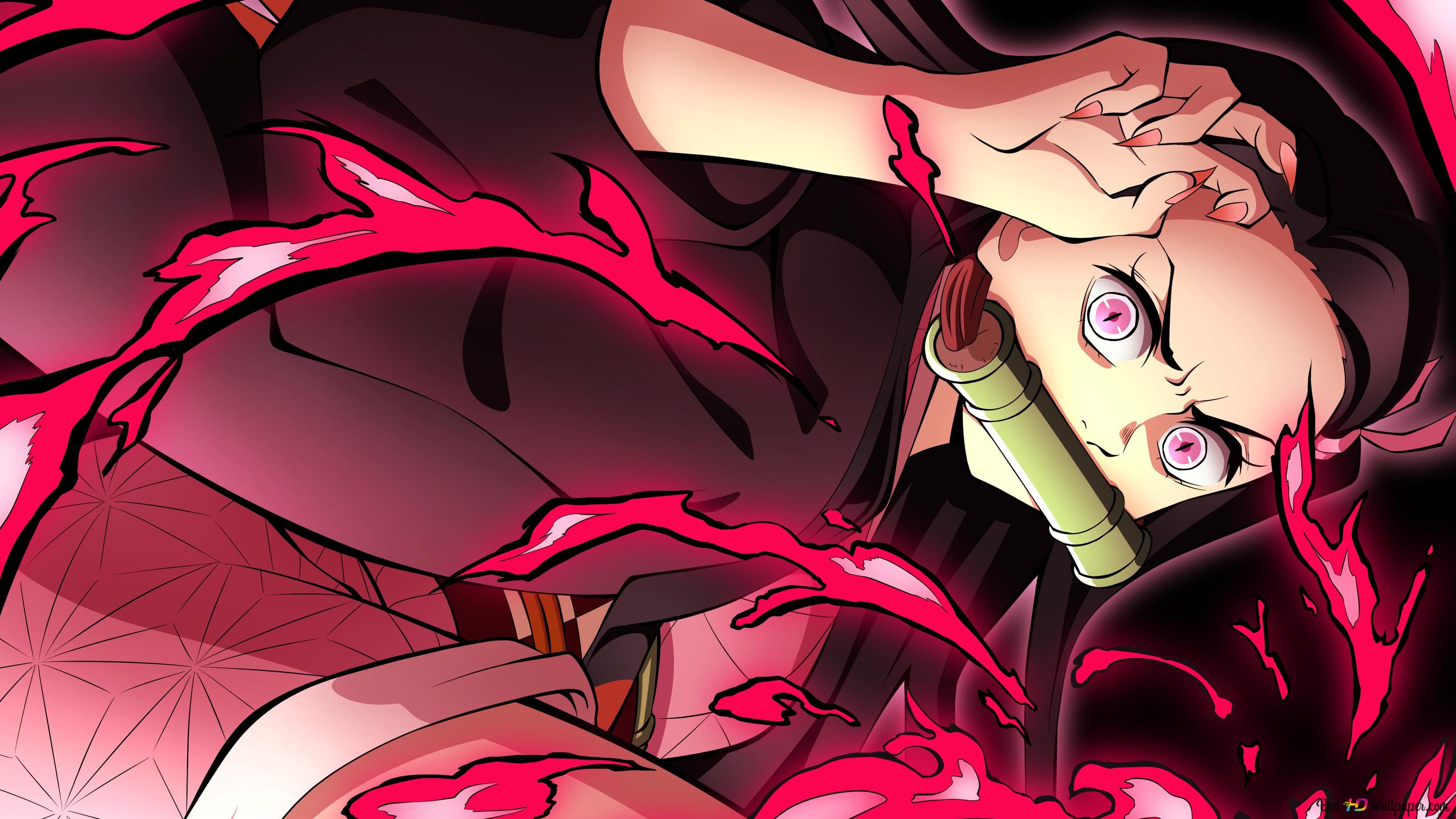 2880x1620 Nezuko Kamado demon blood art 4K wallpaper download
