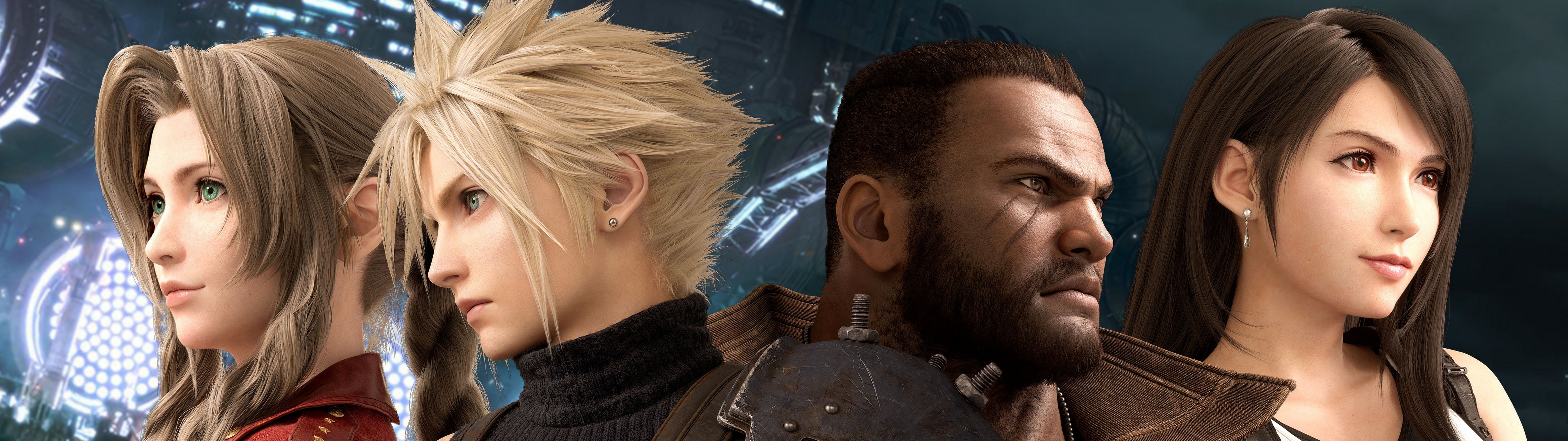 7680x2160 Final Fantasy 7 Remake Characters 4K Wallpaper