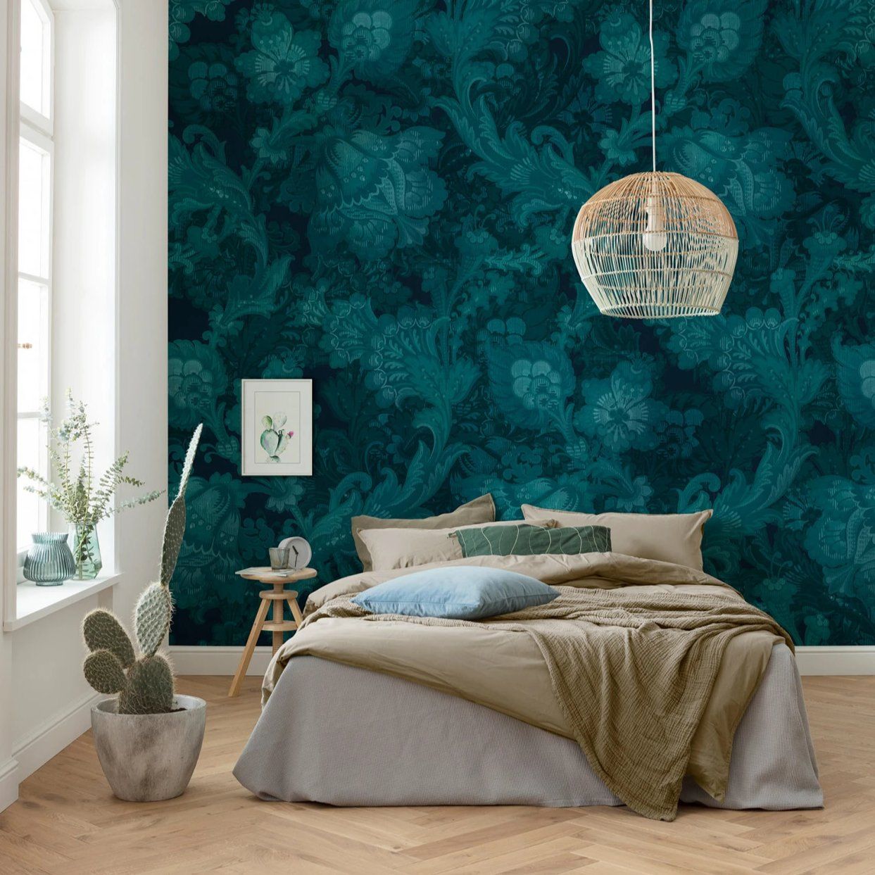 1243x1243 Night Garden Mural: Intense Colour Wallpaper